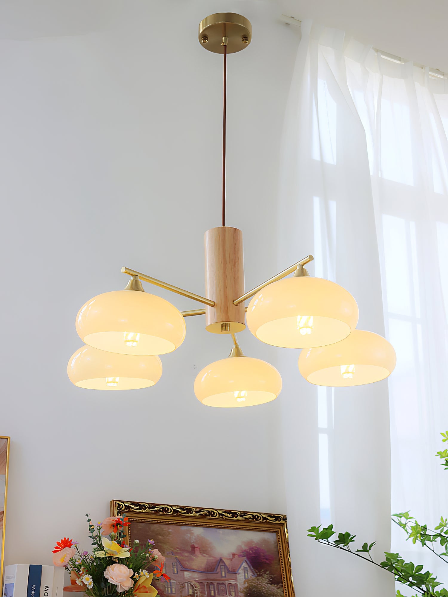 Nova Natural Persimmon Metal Glass Chandelier - Lamp Copper
