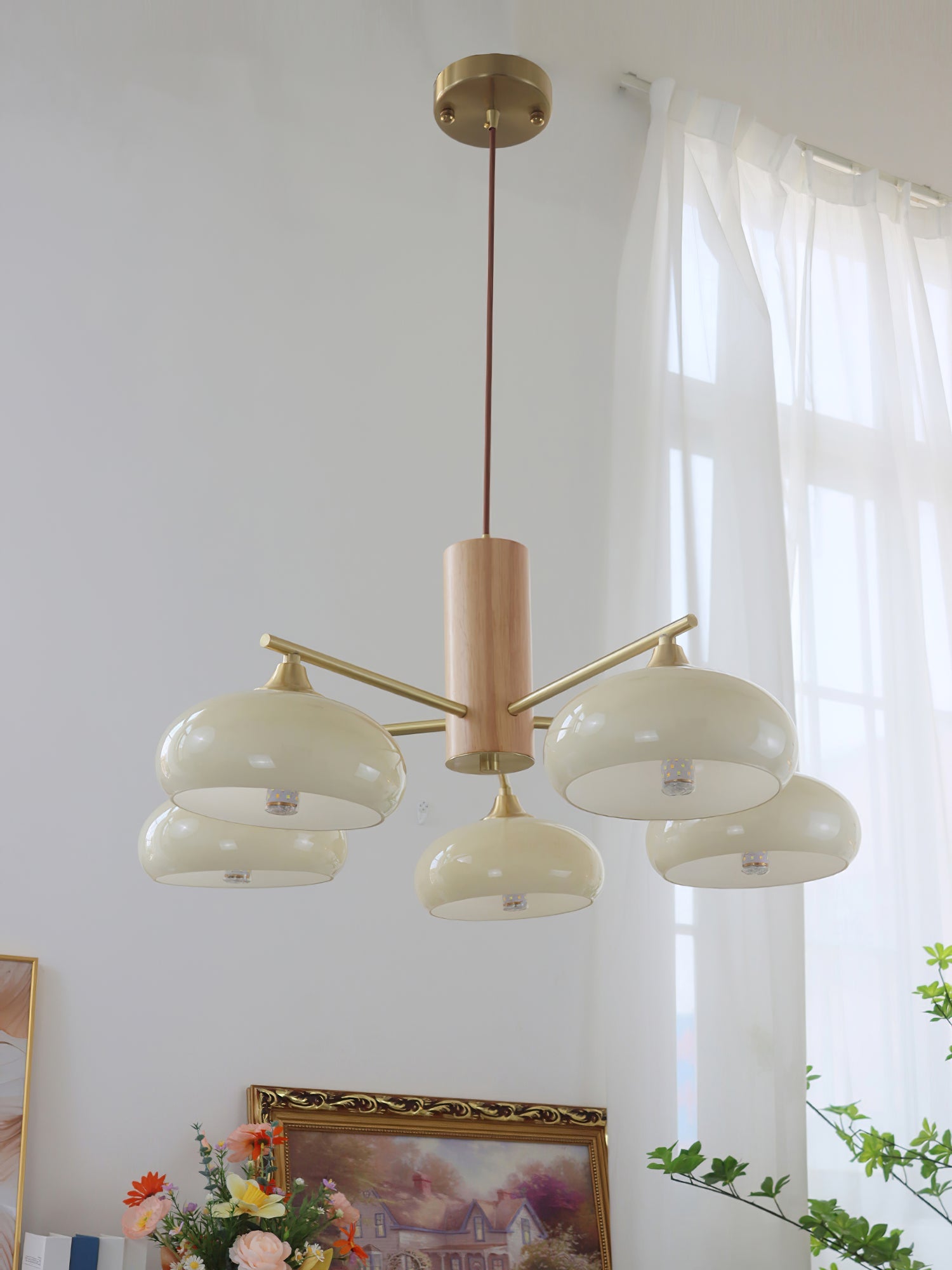 Nova Natural Persimmon Metal Glass Chandelier - Lamp Copper