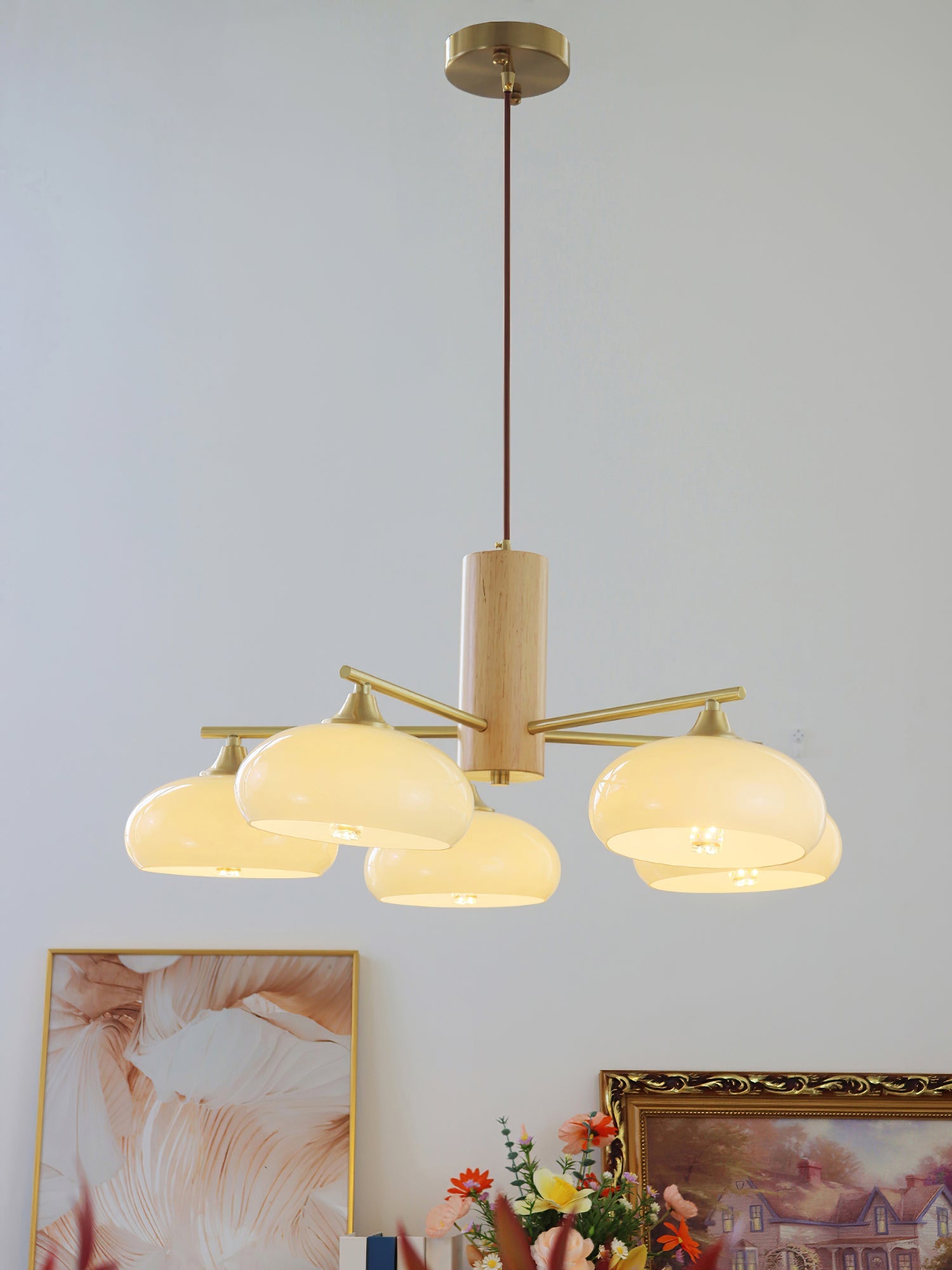 Nova Natural Persimmon Metal Glass Chandelier - Lamp Copper