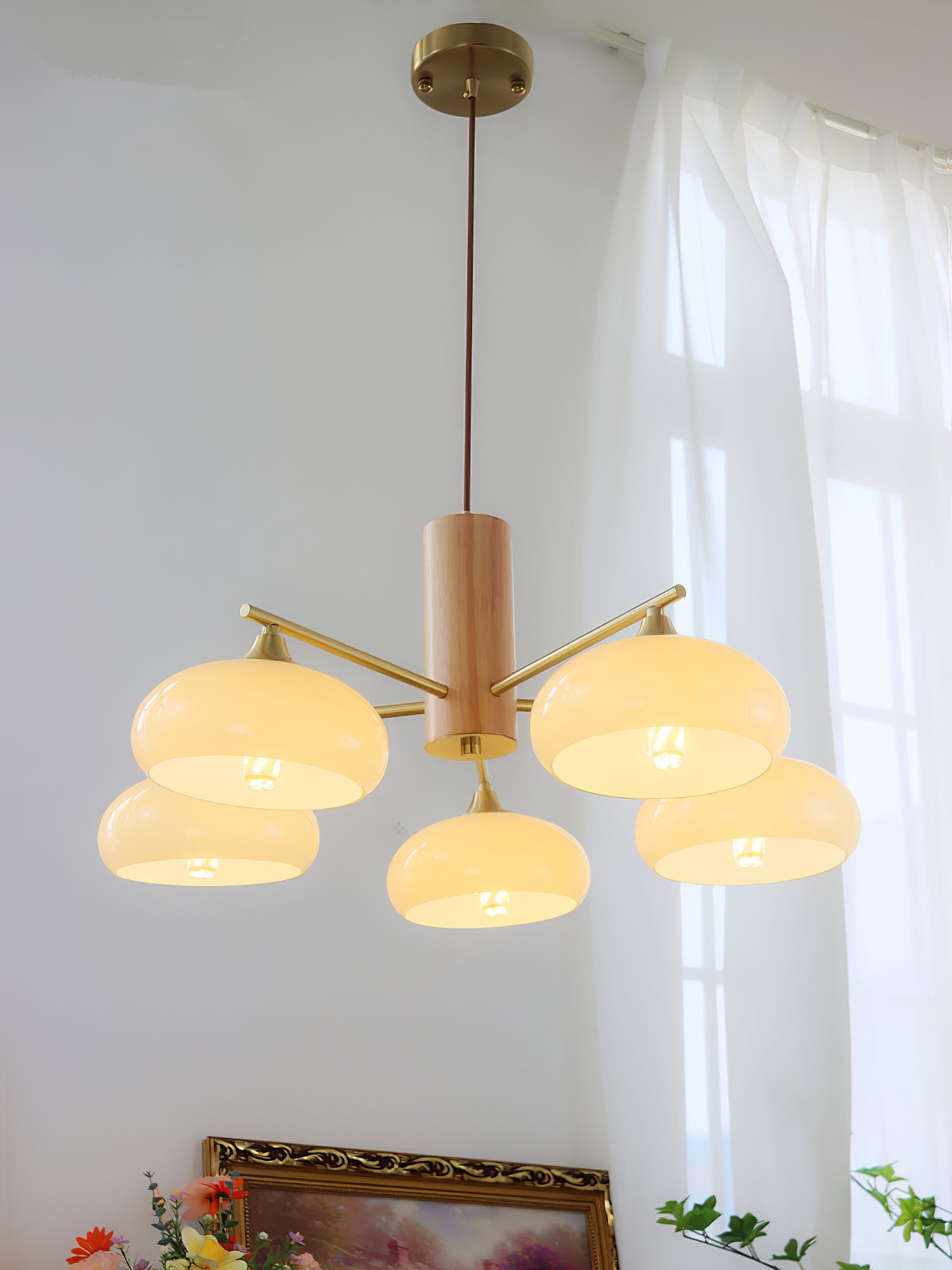 Nova Natural Persimmon Metal Glass Chandelier - Lamp Copper