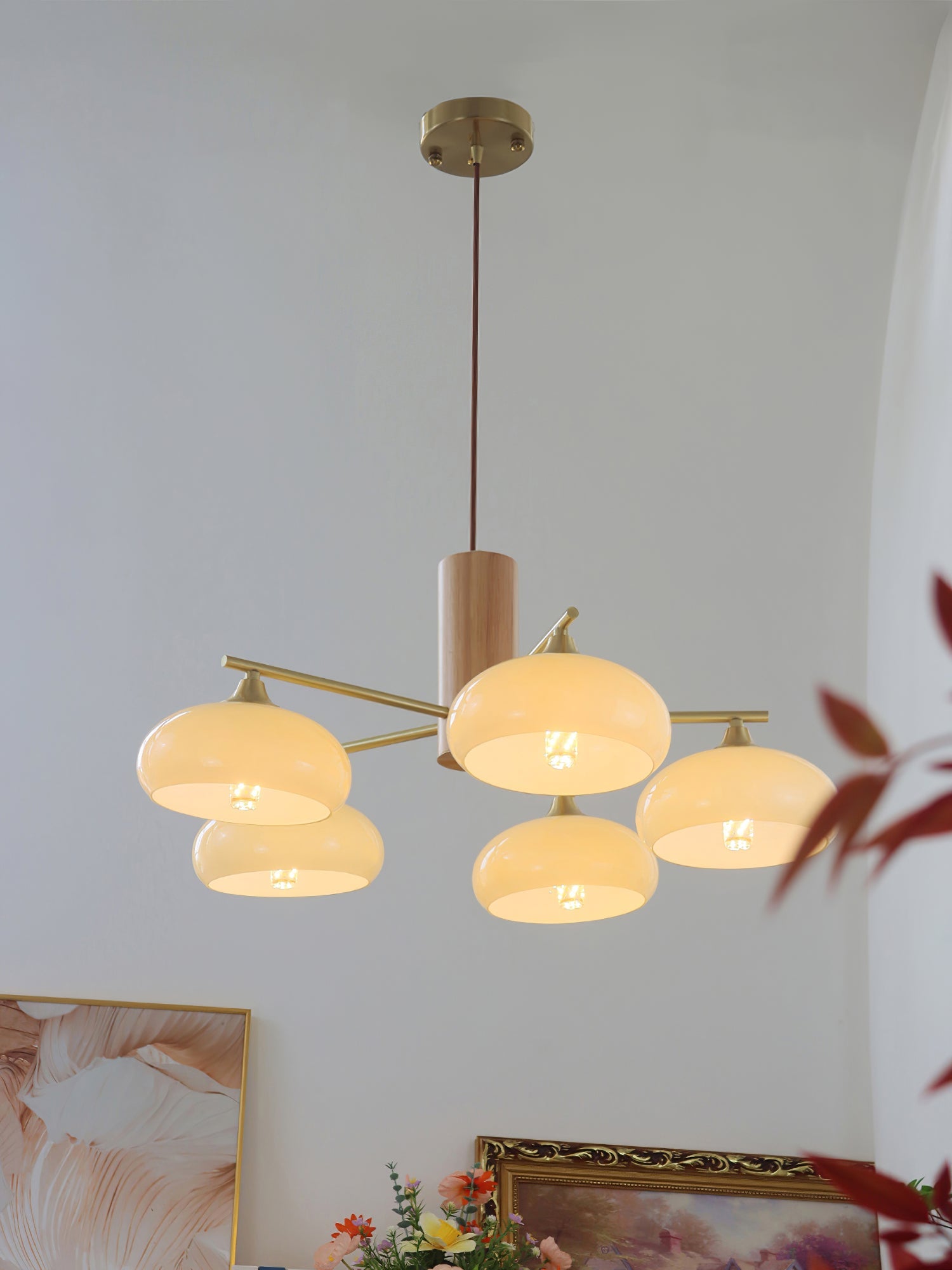 Nova Natural Persimmon Metal Glass Chandelier - Lamp Copper
