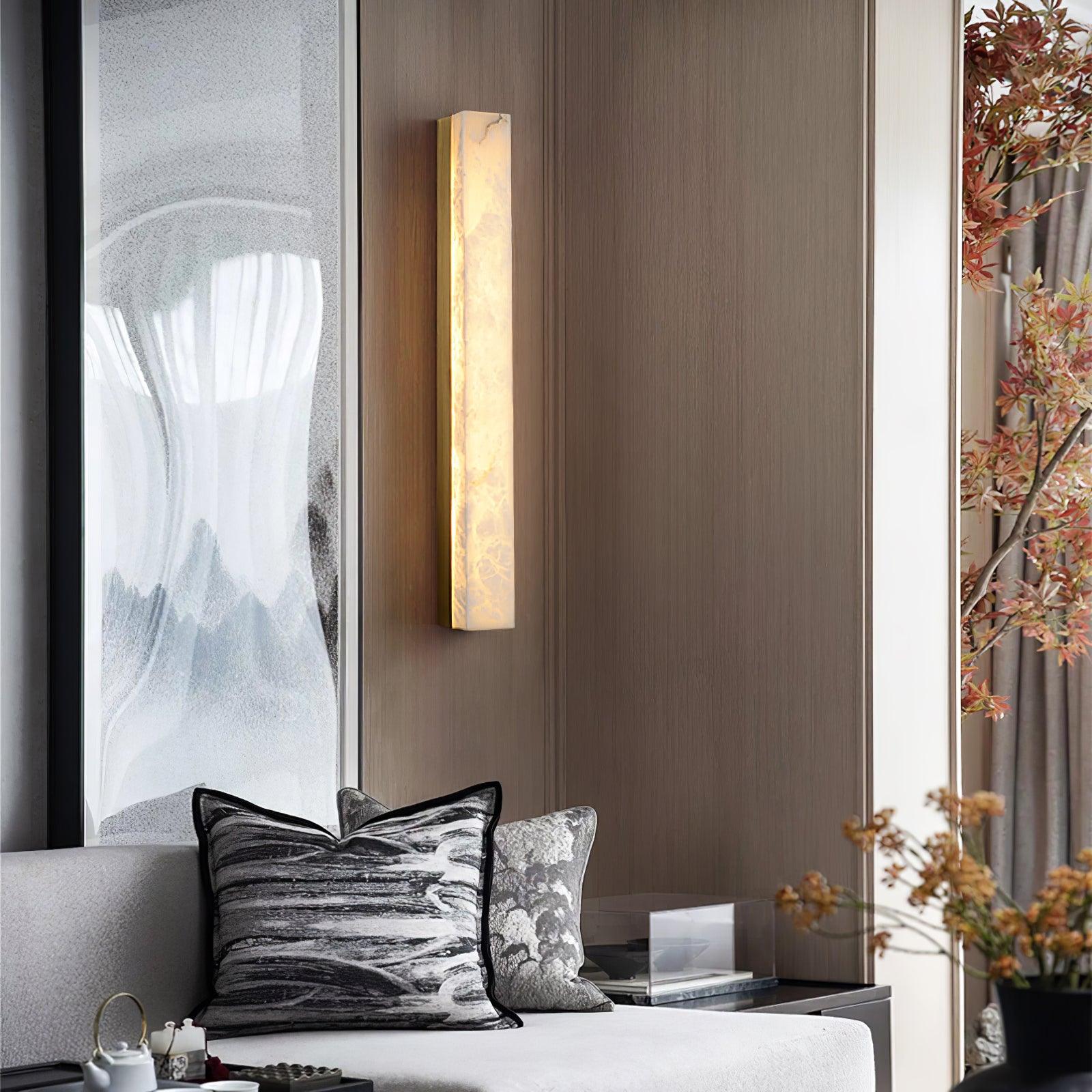 Quill Modern Minimalist Brass Alabaster Wall Lamp - Lamp Copper