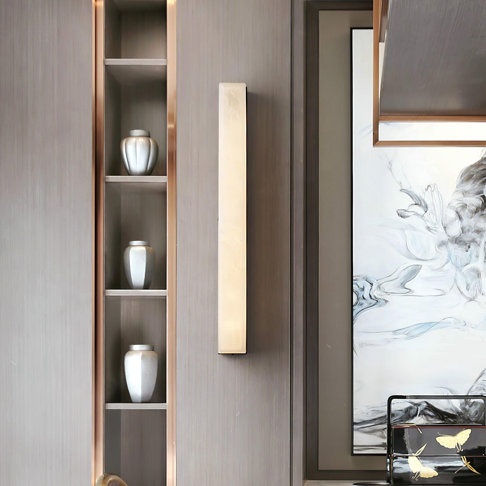Quill Modern Minimalist Brass Alabaster Wall Lamp - Lamp Copper