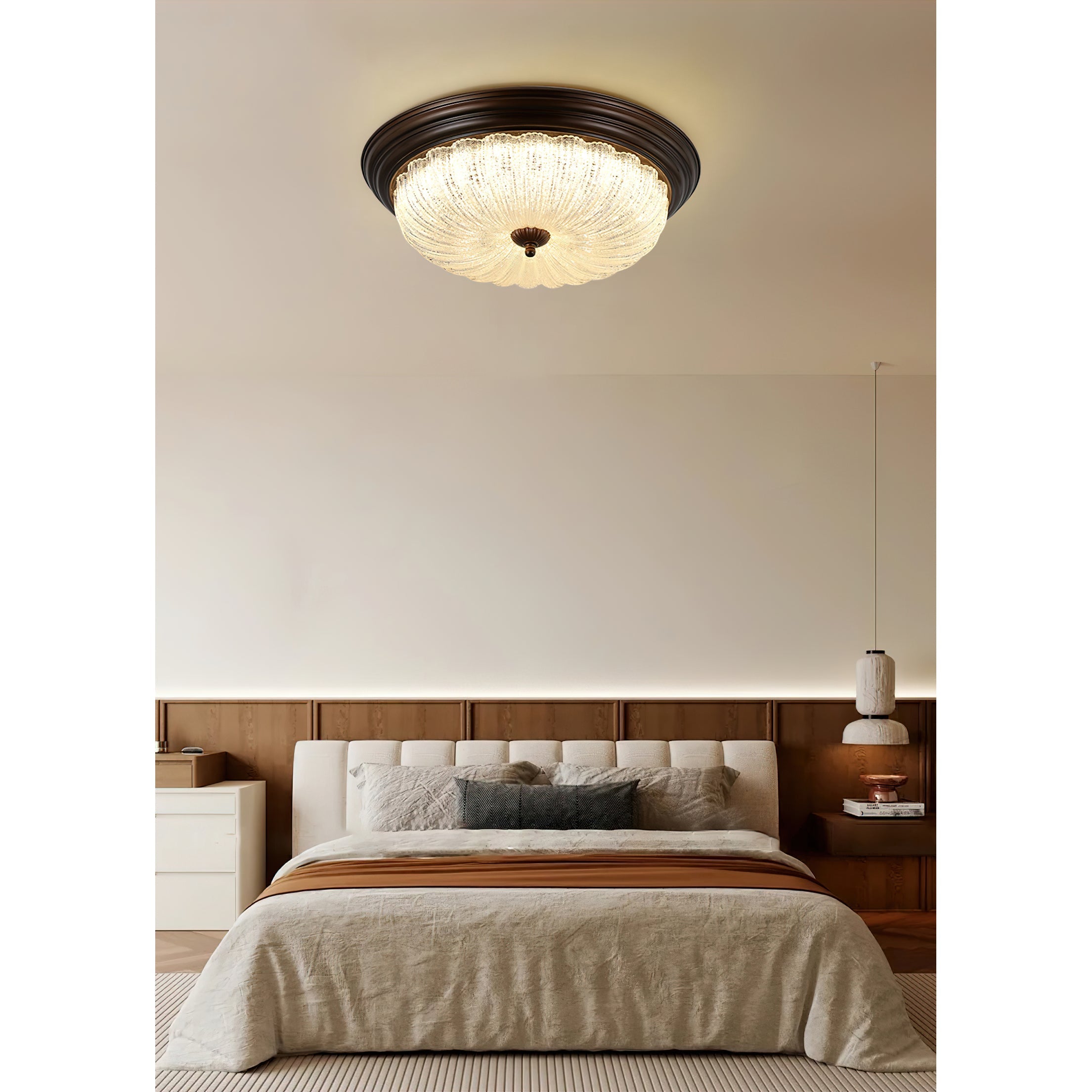 Arraeion Modern Minimalist Metal Glass Ceiling Lamp - Lamp Copper