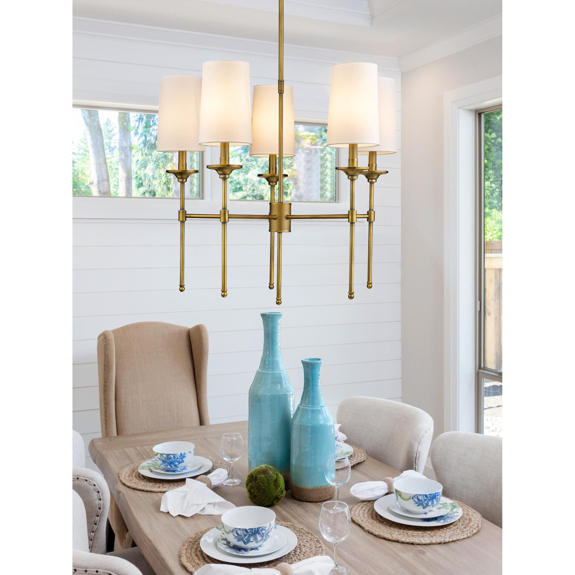 Armiriel Vintage Industrial Brass Fabric Chandelier - Lamp Copper