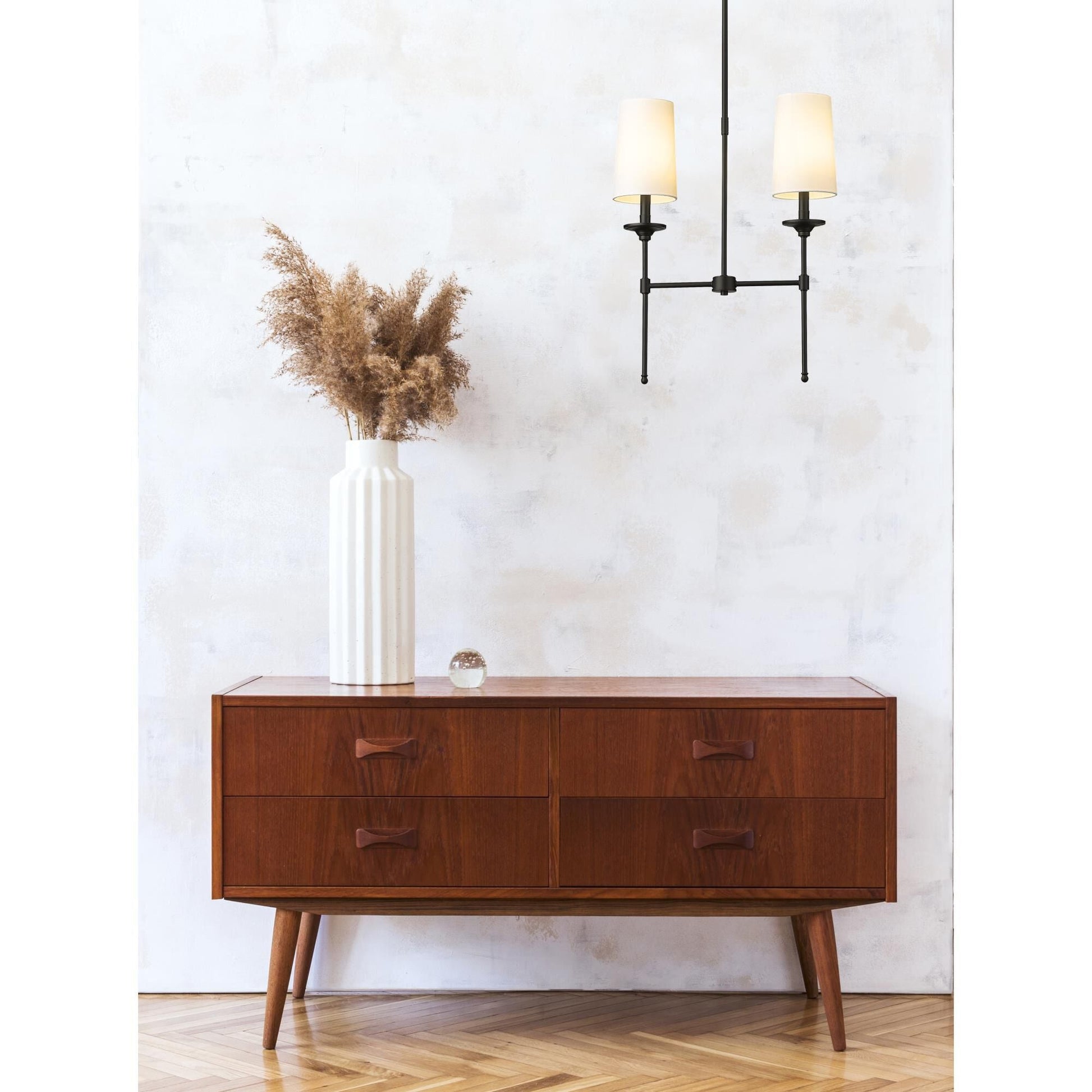 Verinyra Vintage Industrial Linear Brass Fabric Chandelier - Lamp Copper