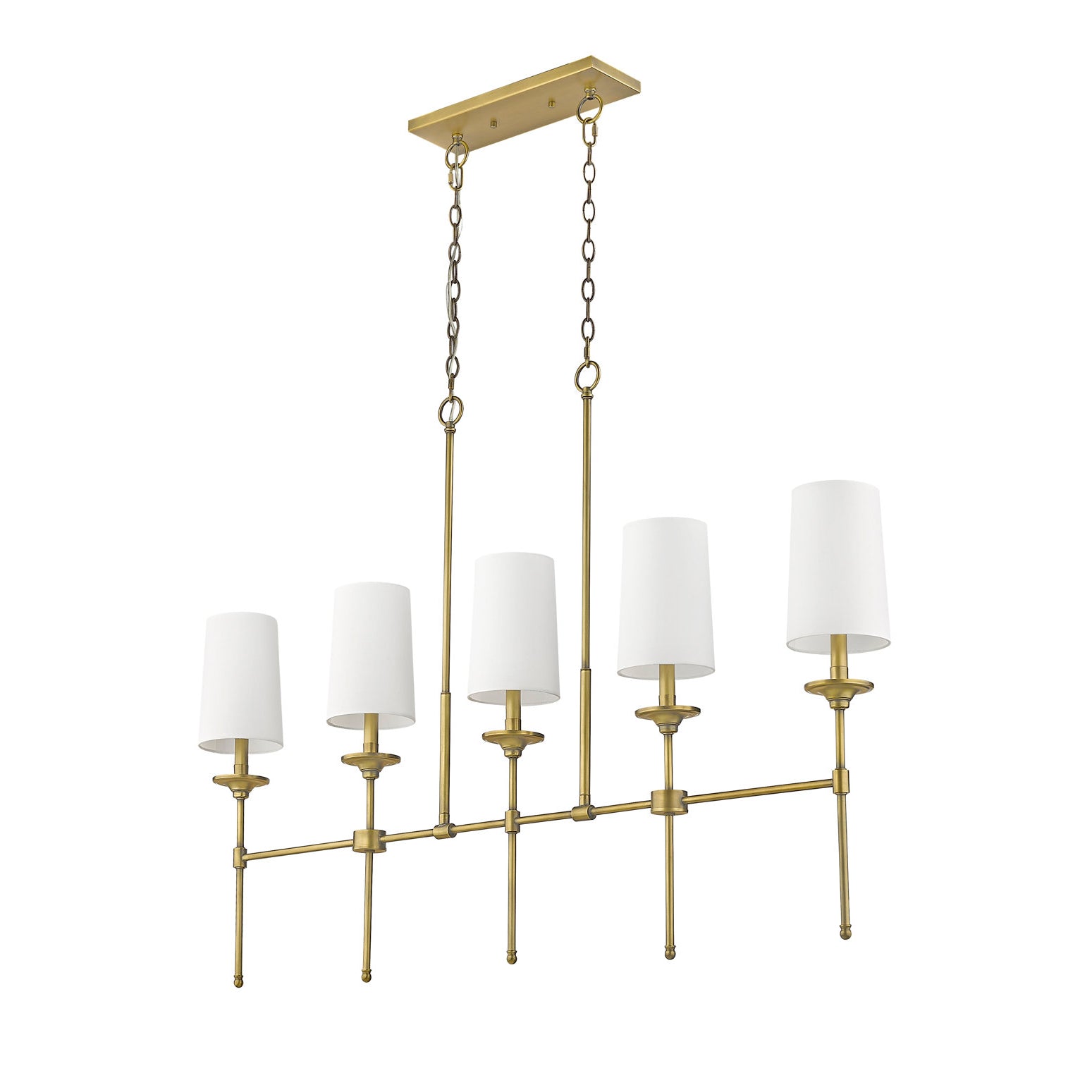 Verinyra Vintage Industrial Linear Brass Fabric Chandelier - Lamp Copper