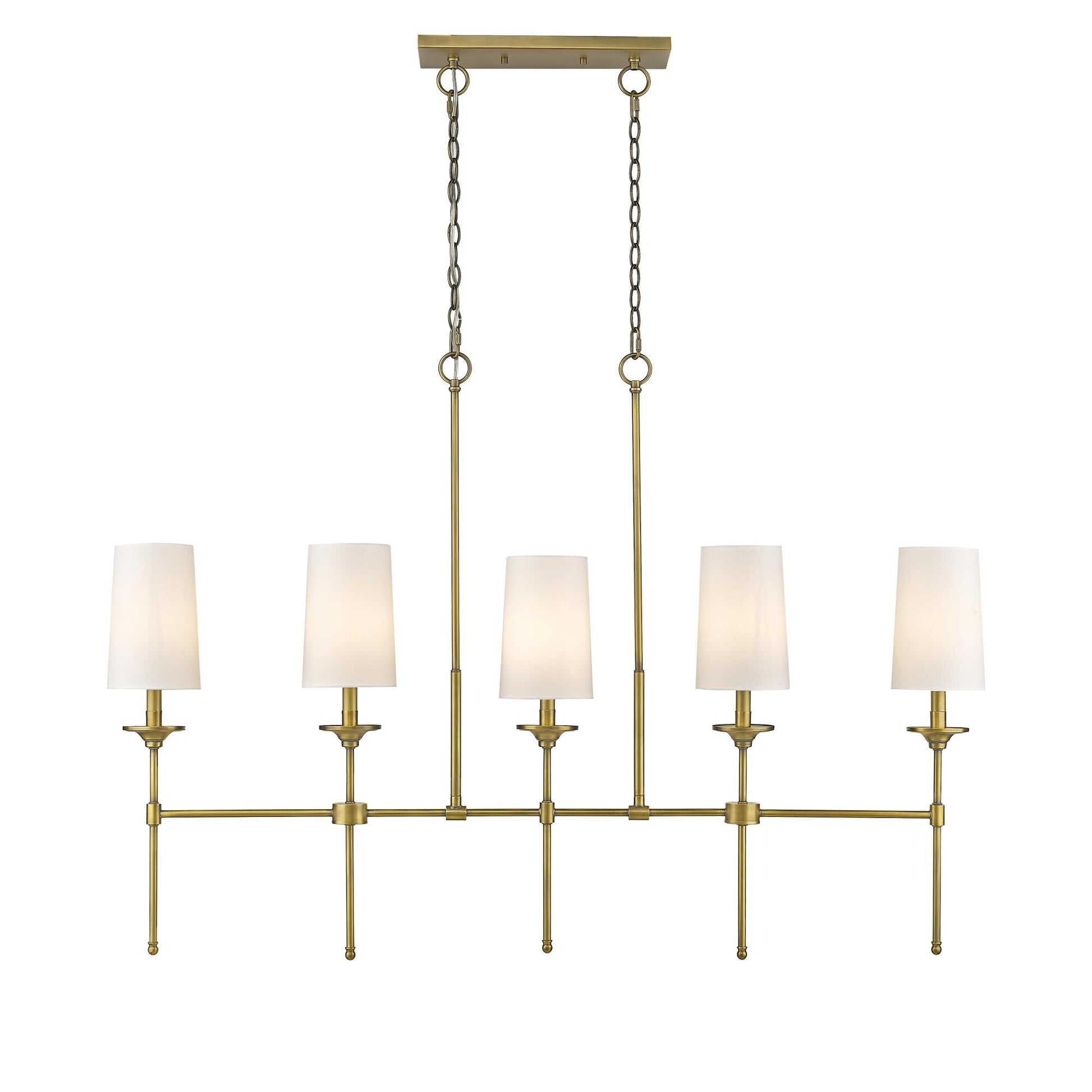 Verinyra Vintage Industrial Linear Brass Fabric Chandelier - Lamp Copper