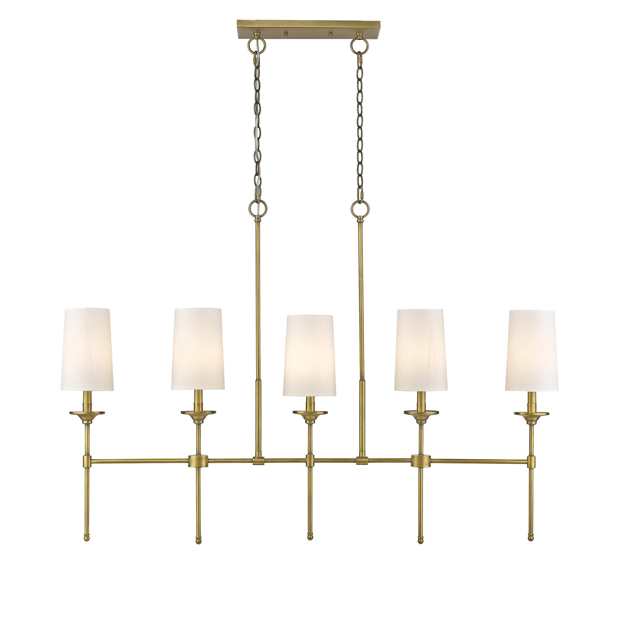 Verinyra Vintage Industrial Linear Brass Fabric Chandelier - Lamp Copper