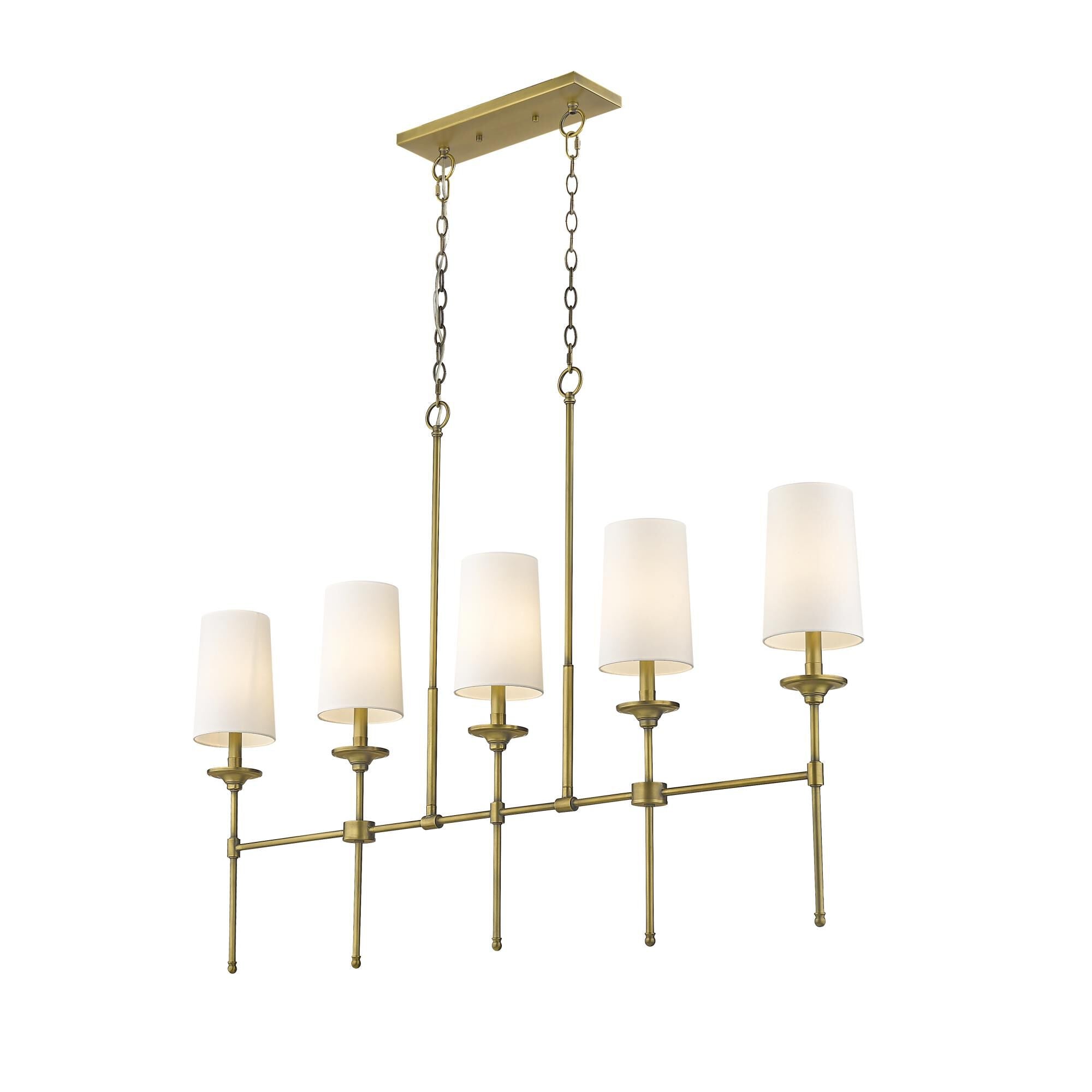 Verinyra Vintage Industrial Linear Brass Fabric Chandelier - Lamp Copper