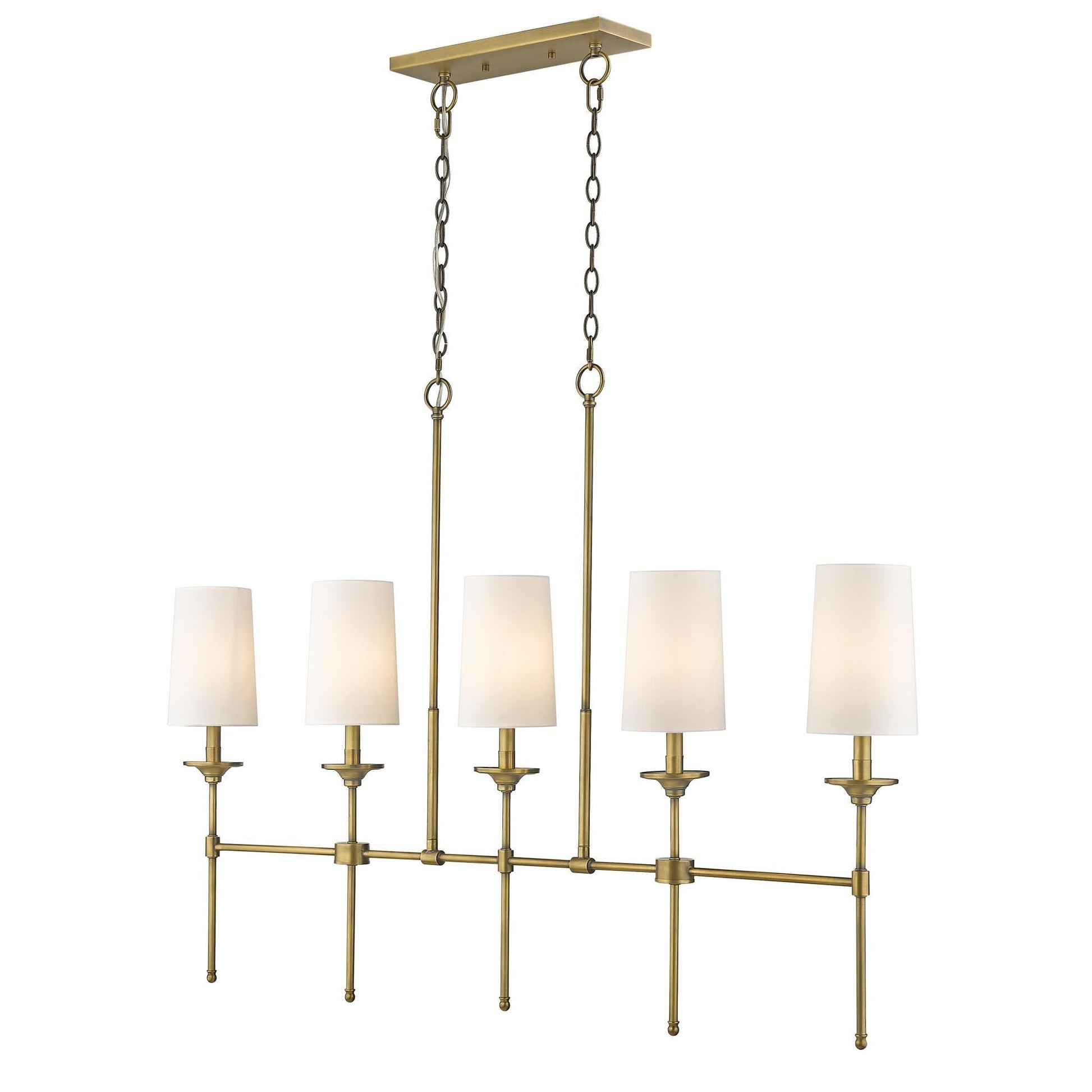 Verinyra Vintage Industrial Linear Brass Fabric Chandelier - Lamp Copper