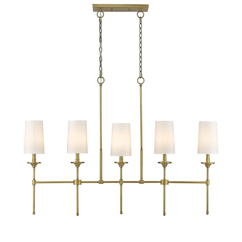 Verinyra Vintage Industrial Linear Brass Fabric Chandelier - Lamp Copper