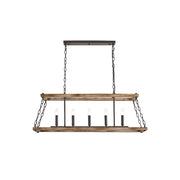 Ilcaryra Vintage Industrial Island Wood Metal Chandelier - Lamp Copper