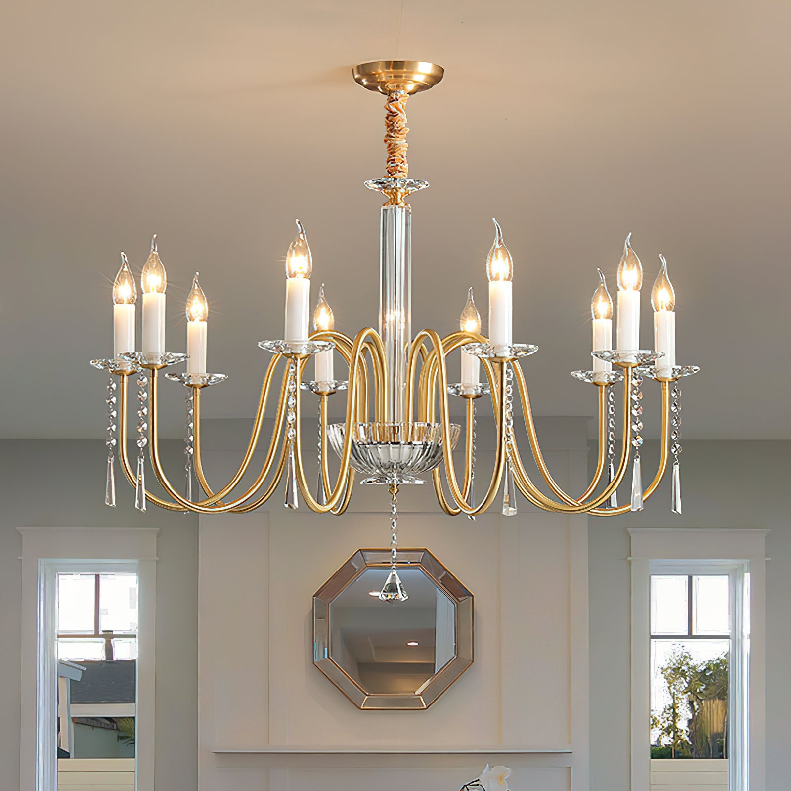 Ilphaara Postmodern Luxury Brass Crystal Chandelier - Lamp Copper
