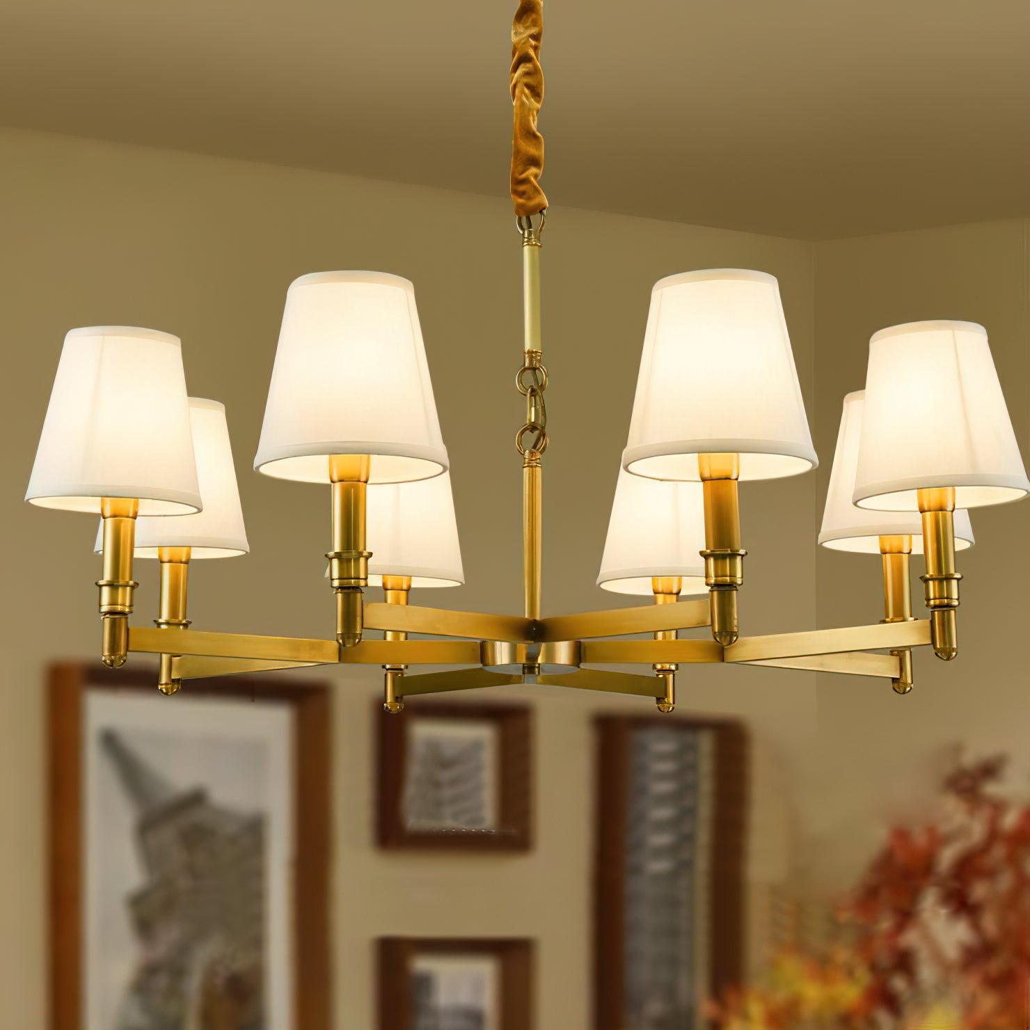 Vadoryra Postmodern Luxury Brass Fabric Chandelier - Lamp Copper