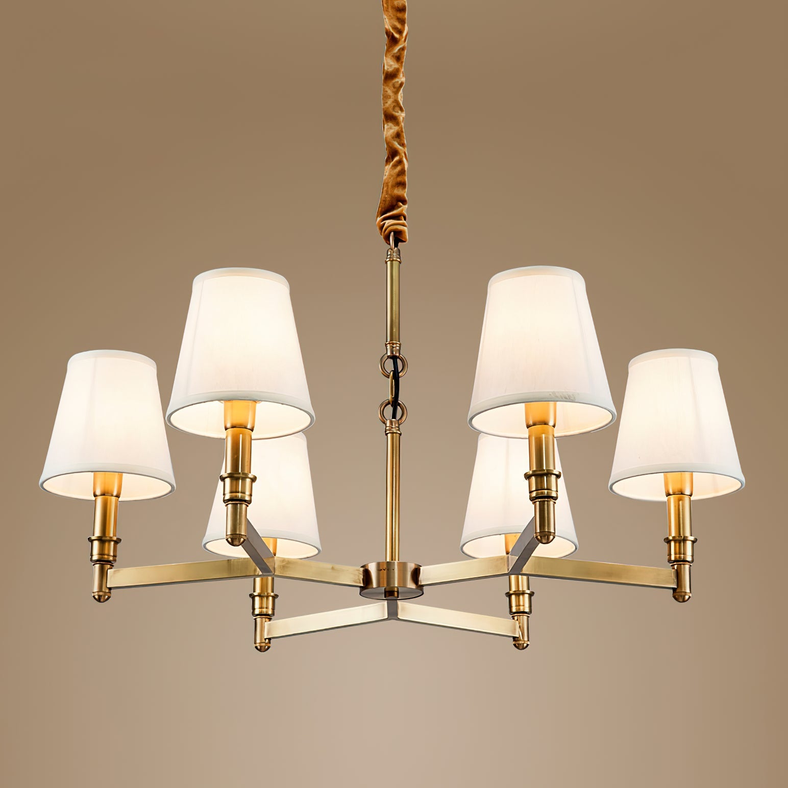 Vadoryra Postmodern Luxury Brass Fabric Chandelier - Lamp Copper
