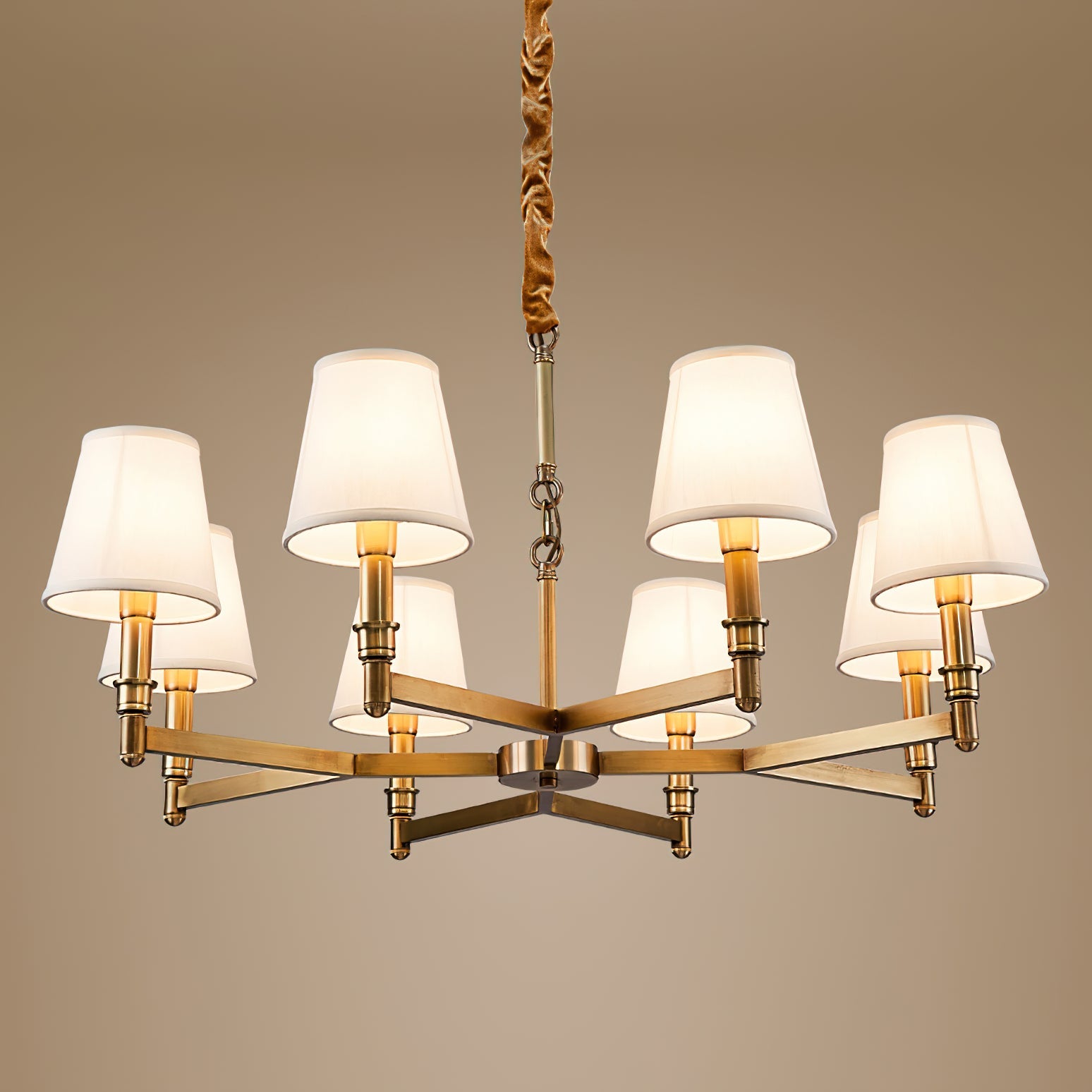 Vadoryra Postmodern Luxury Brass Fabric Chandelier - Lamp Copper