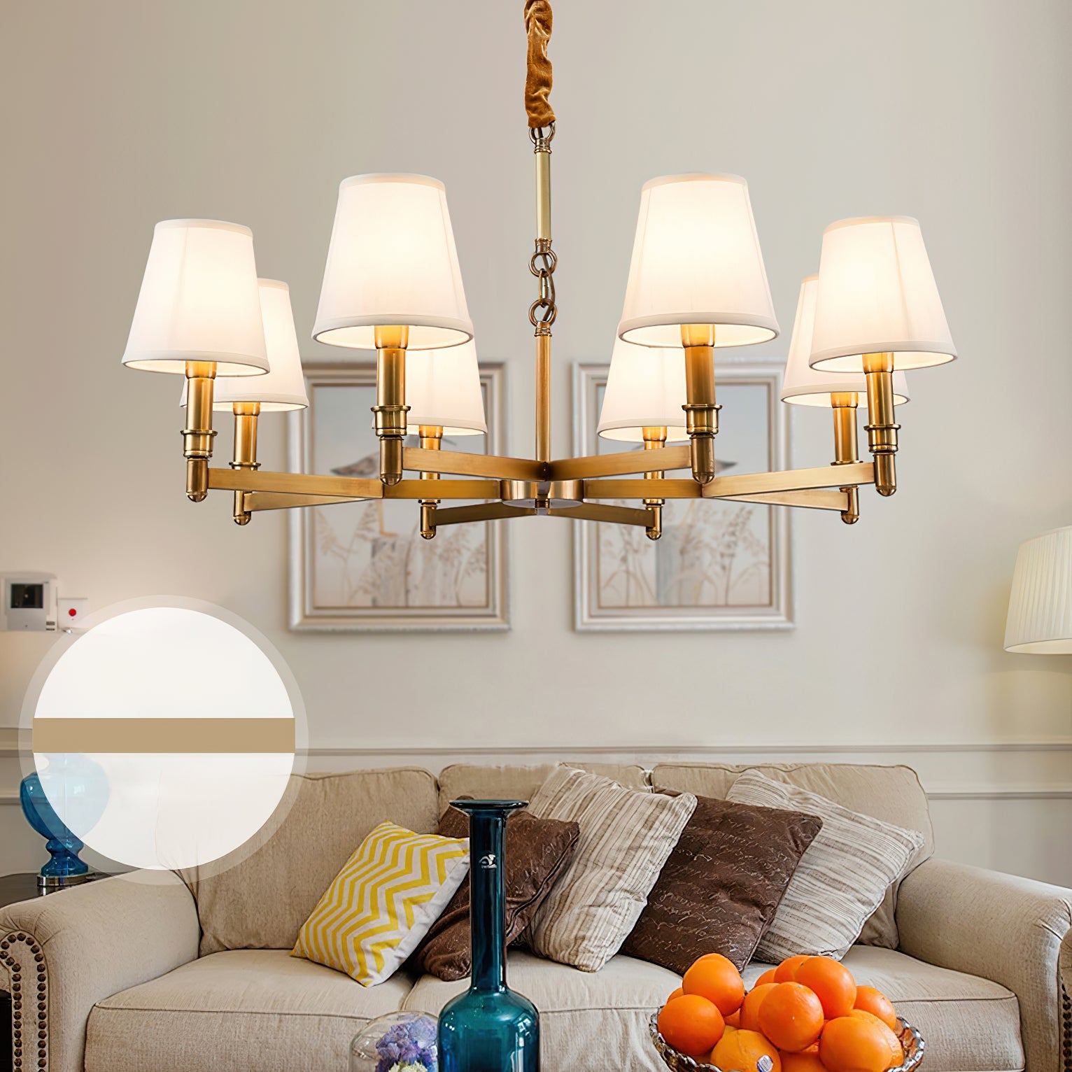 Vadoryra Postmodern Luxury Brass Fabric Chandelier - Lamp Copper
