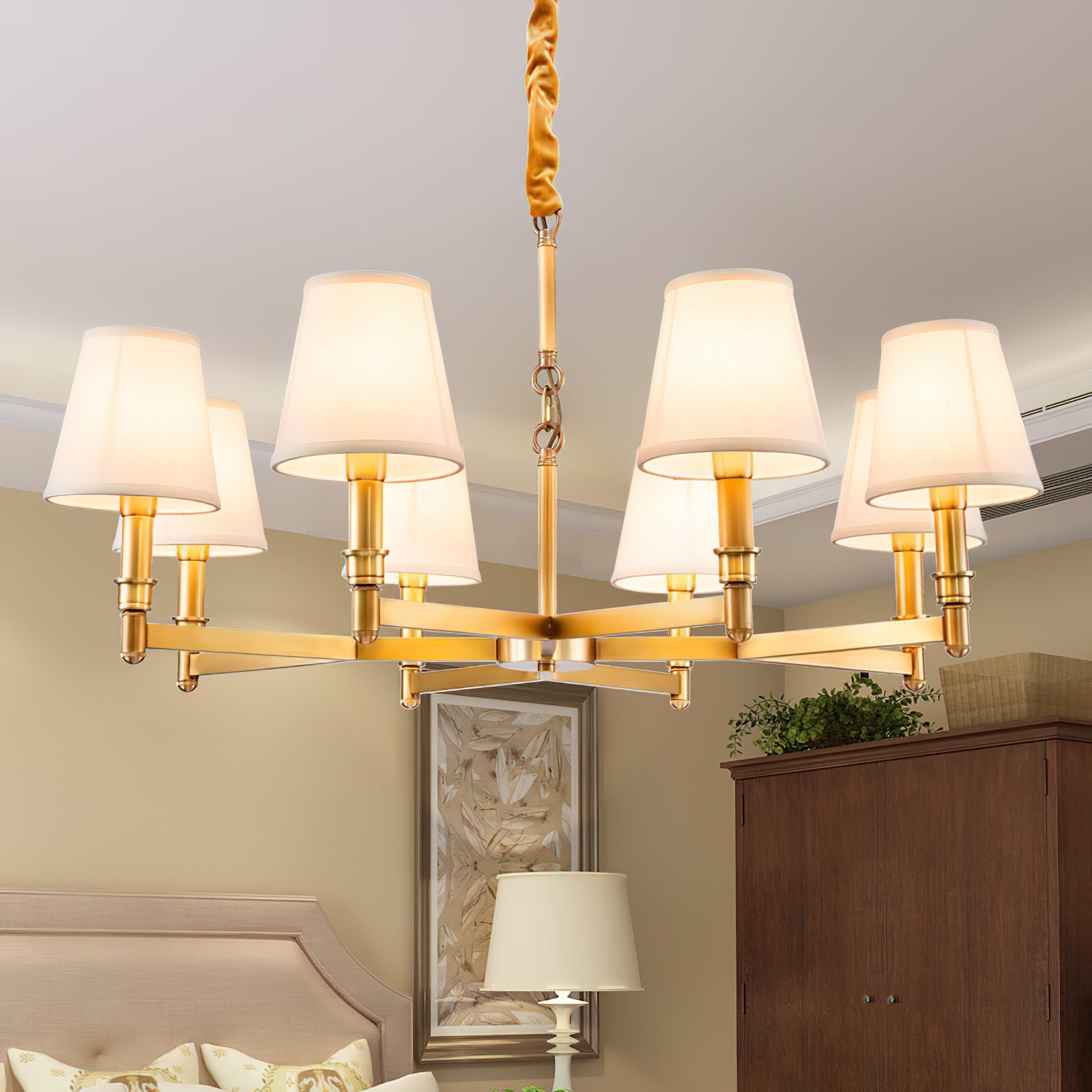 Vadoryra Postmodern Luxury Brass Fabric Chandelier - Lamp Copper