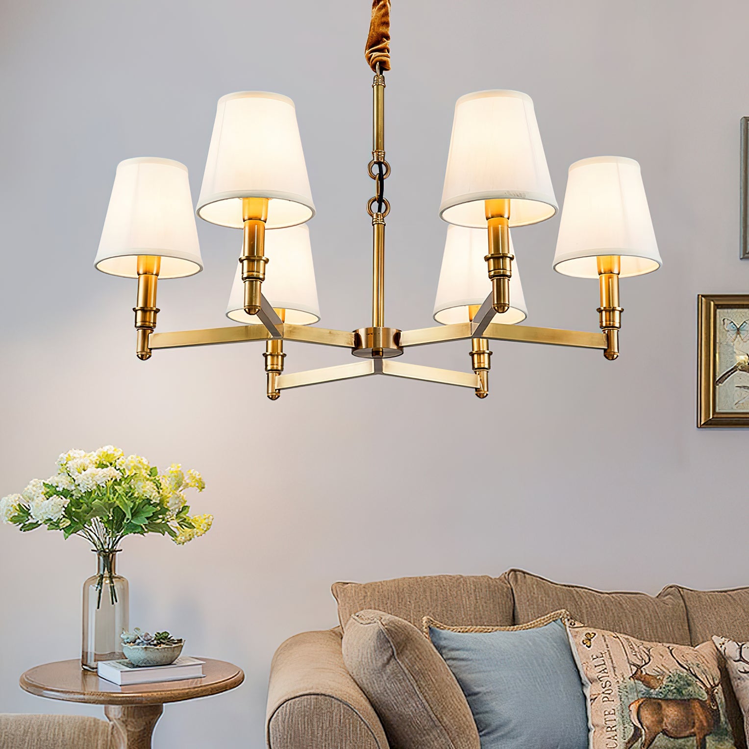 Vadoryra Postmodern Luxury Brass Fabric Chandelier - Lamp Copper