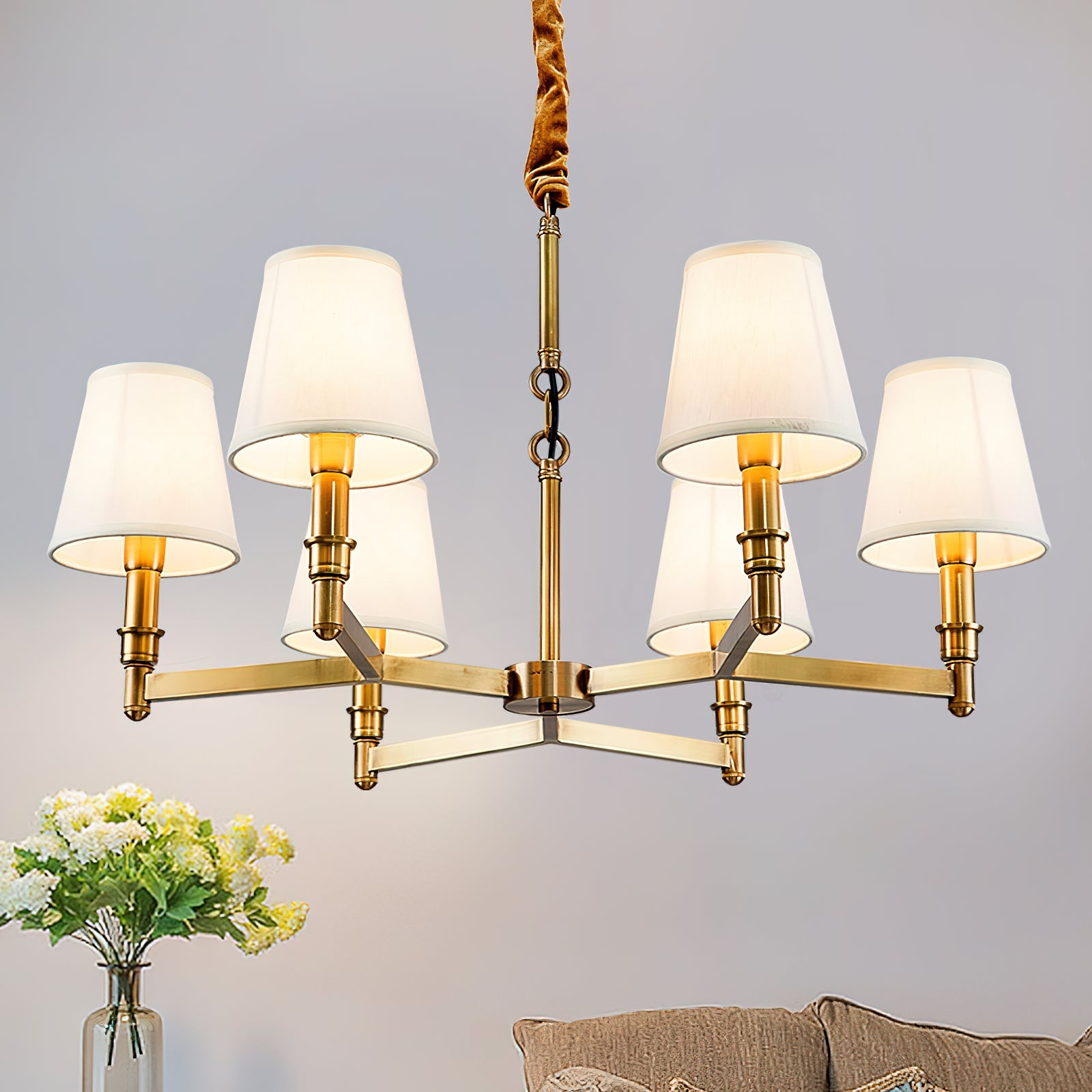 Vadoryra Postmodern Luxury Brass Fabric Chandelier - Lamp Copper