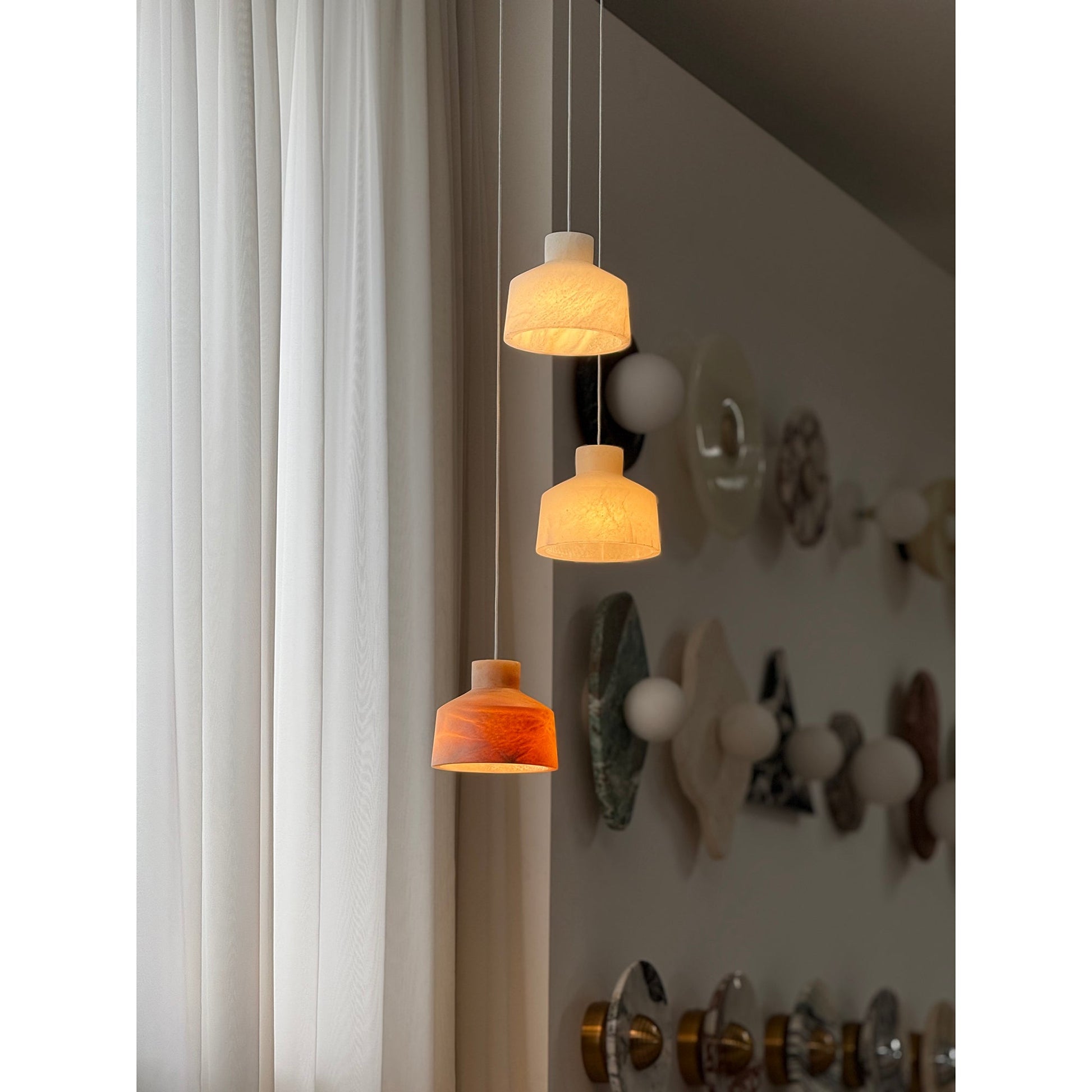 Aursore Modern Minimalist Alabaster Pendant Lamp - Lamp Copper