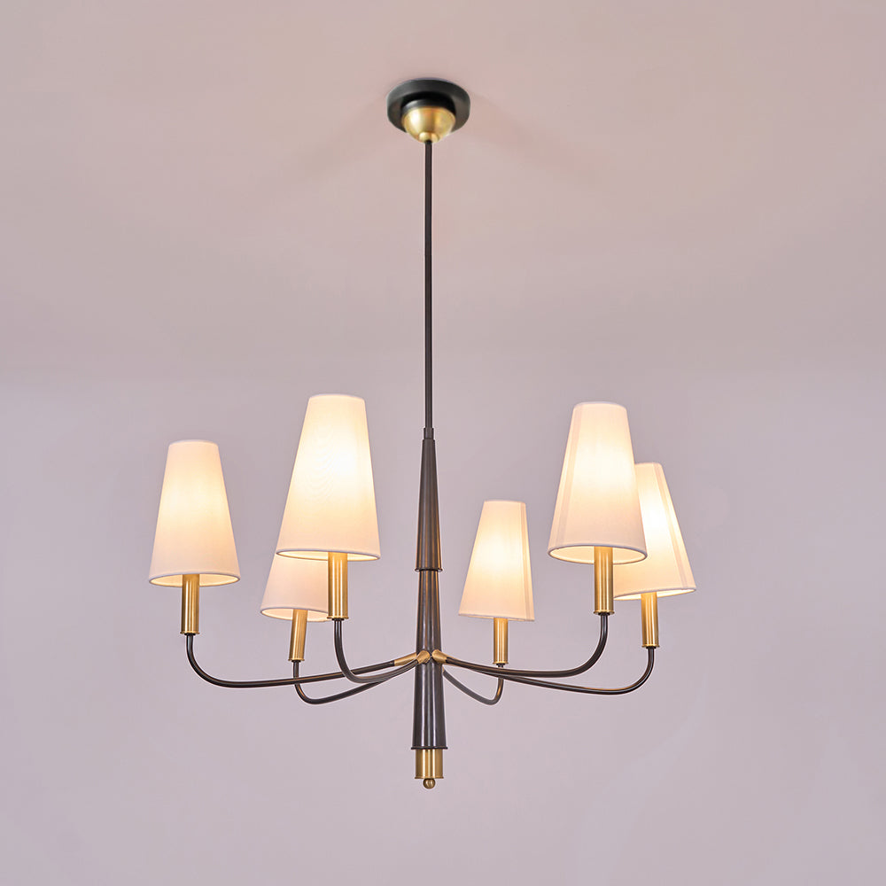 Lyshae Vintage Industrial Brass Fabric Chandelier - Lamp Copper