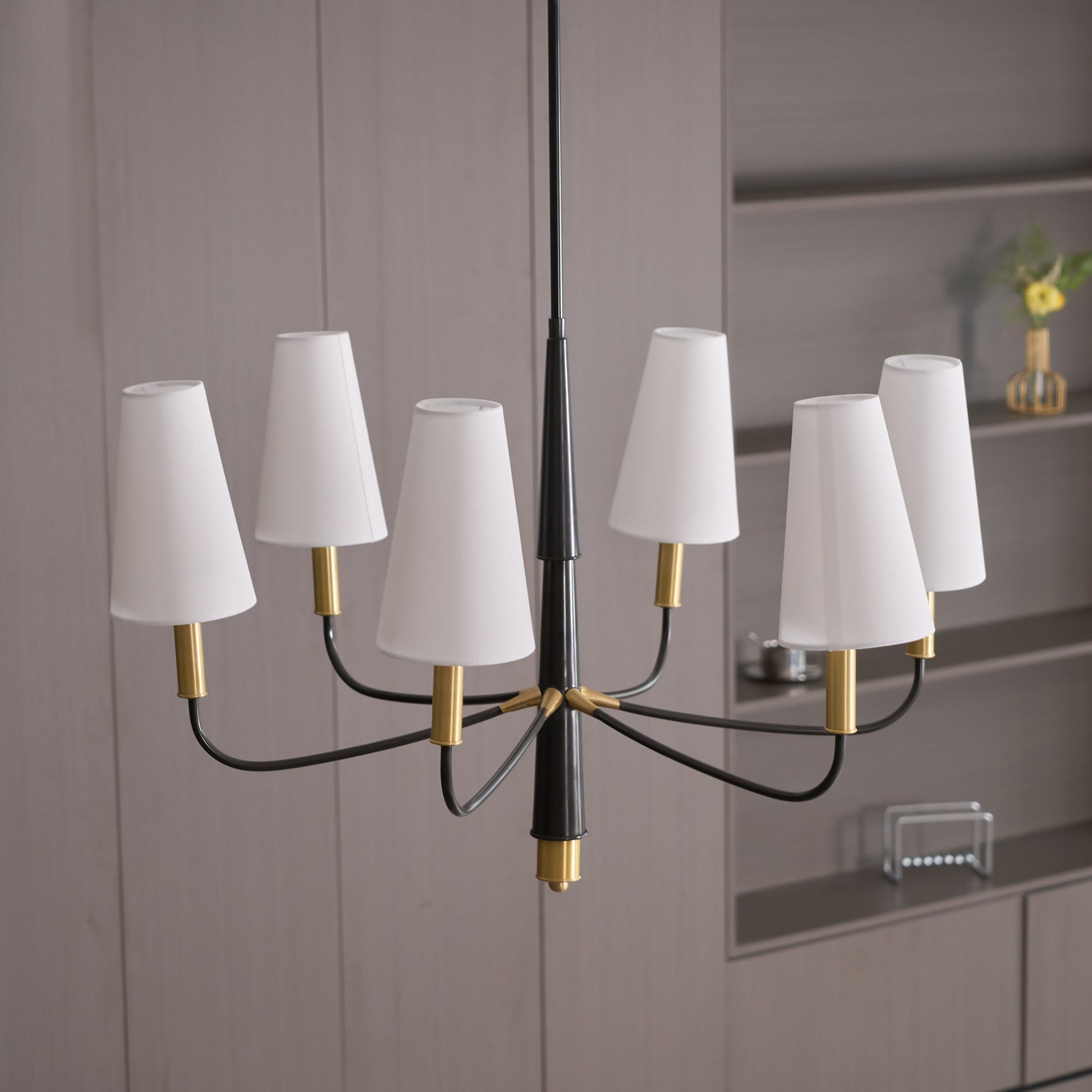 Lyshae Vintage Industrial Brass Fabric Chandelier - Lamp Copper