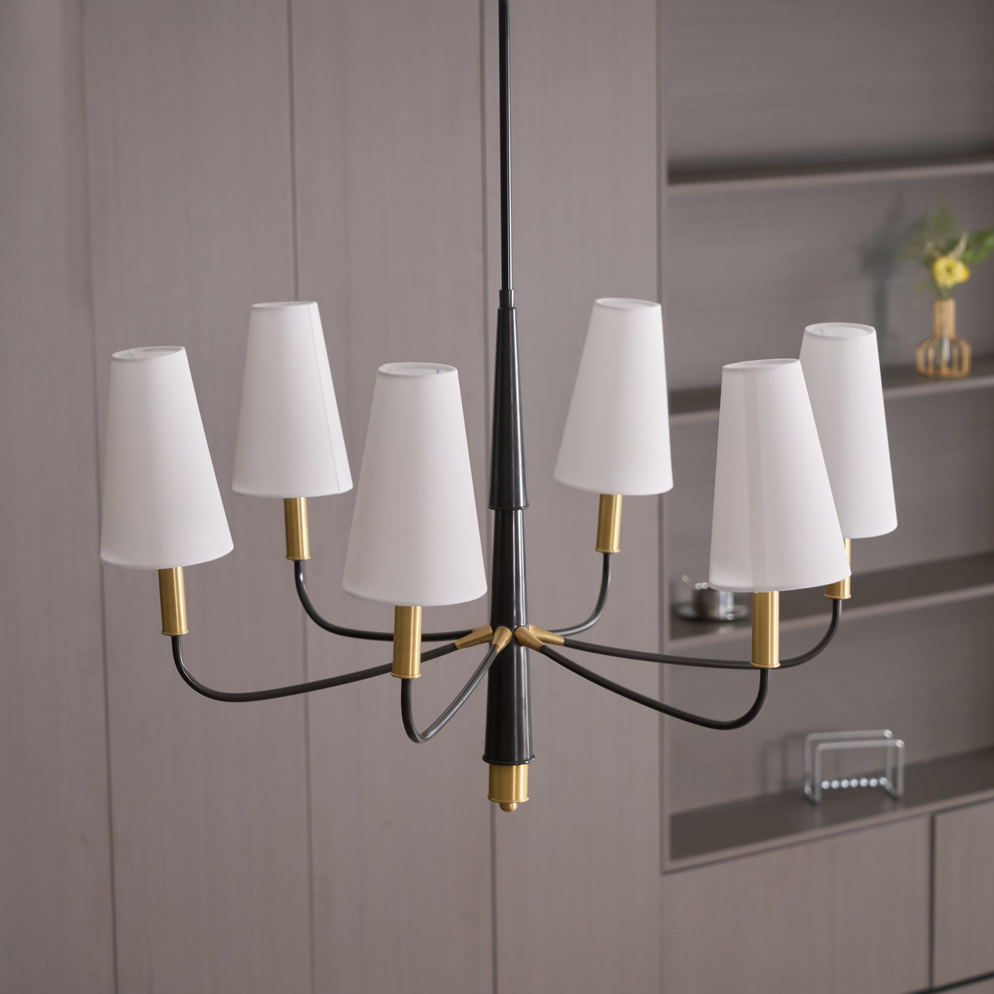 Lyshae Vintage Industrial Brass Fabric Chandelier - Lamp Copper