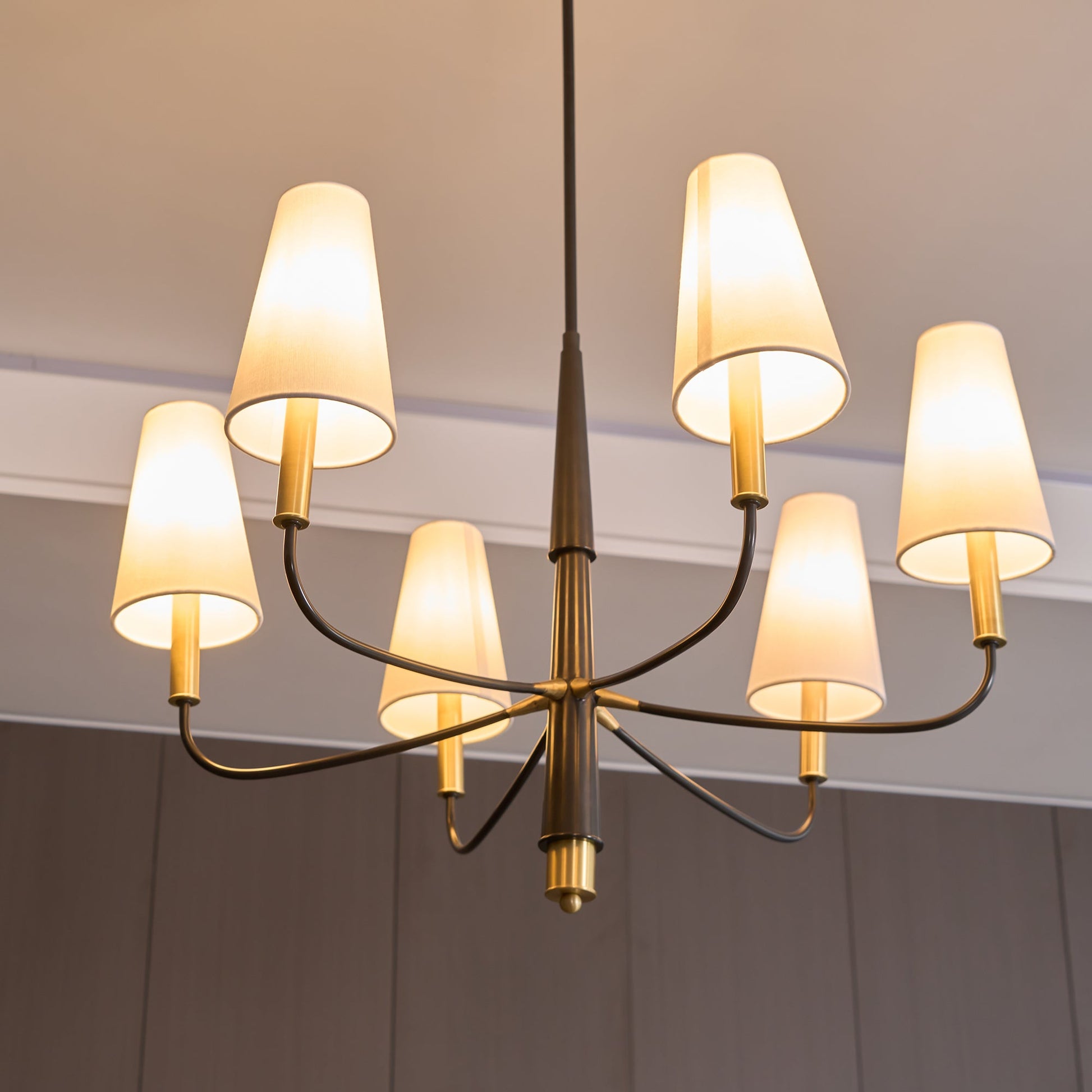 Lyshae Vintage Industrial Brass Fabric Chandelier - Lamp Copper