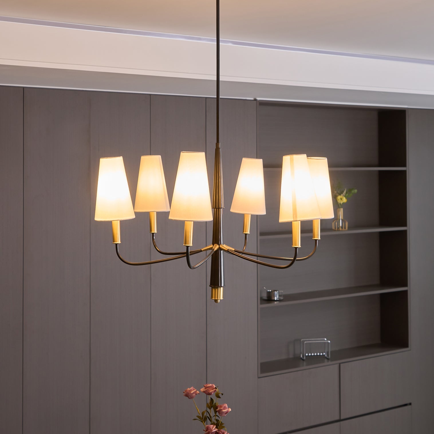 Lyshae Vintage Industrial Brass Fabric Chandelier - Lamp Copper