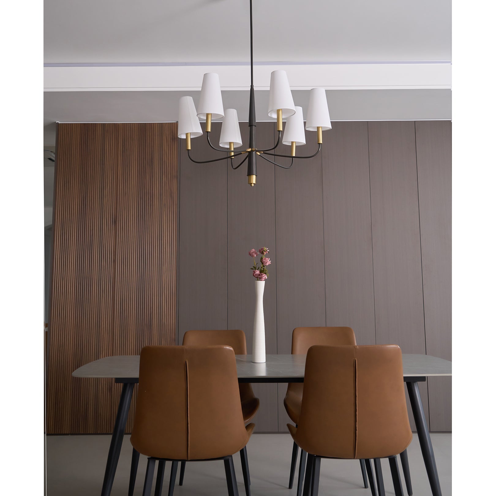 Lyshae Vintage Industrial Brass Fabric Chandelier - Lamp Copper