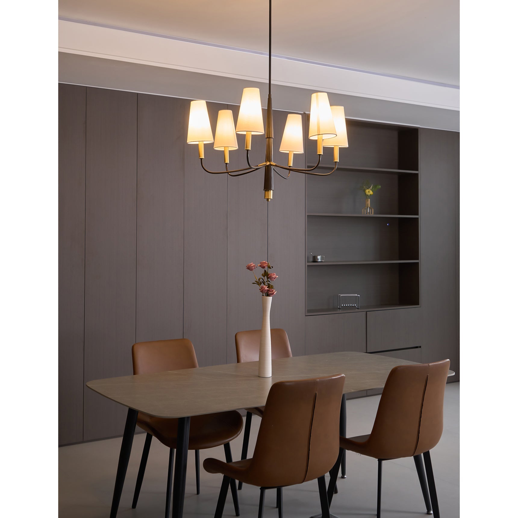 Lyshae Vintage Industrial Brass Fabric Chandelier - Lamp Copper