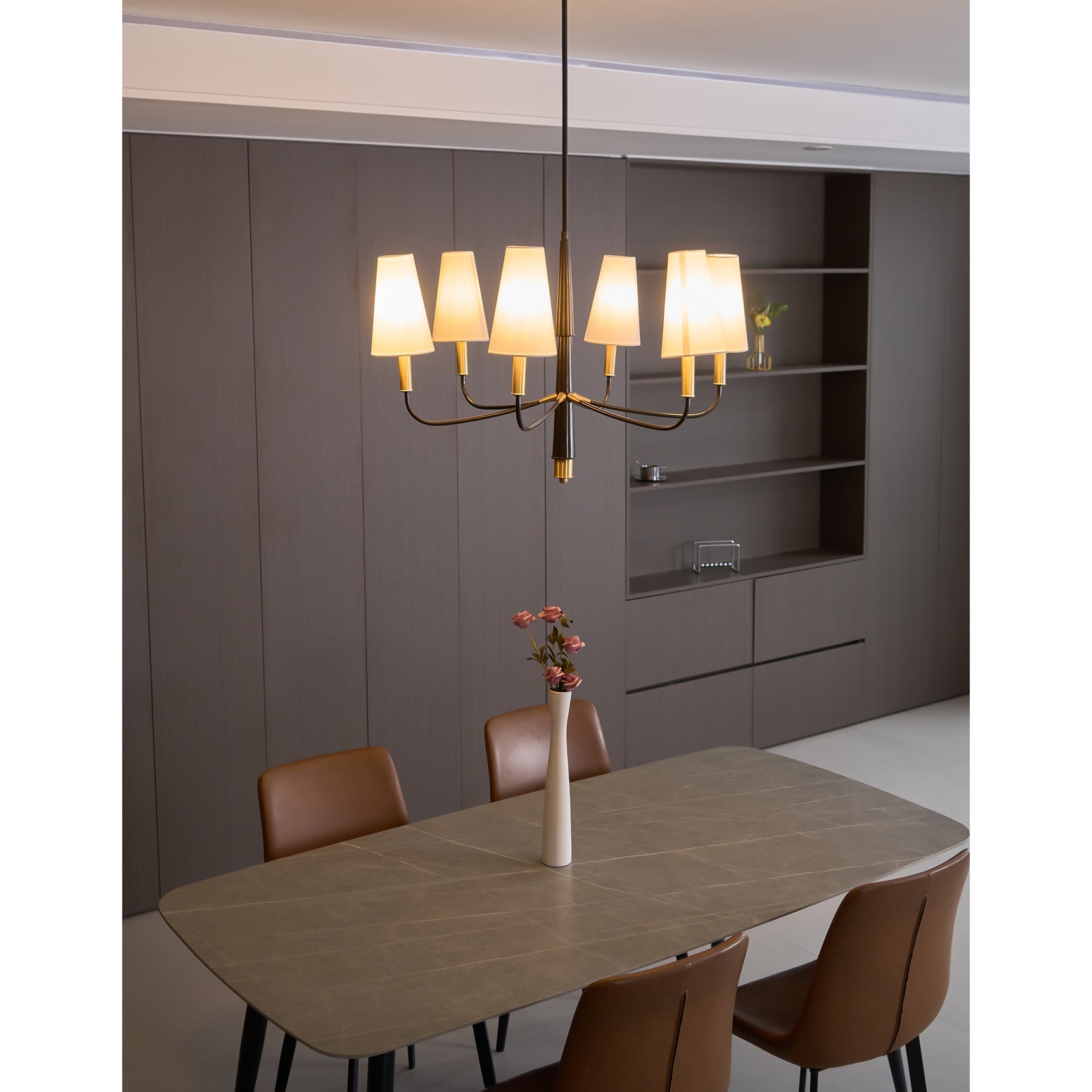 Lyshae Vintage Industrial Brass Fabric Chandelier - Lamp Copper