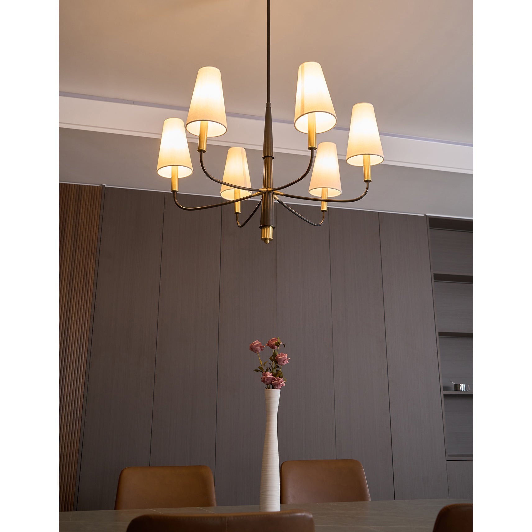 Lyshae Vintage Industrial Brass Fabric Chandelier - Lamp Copper