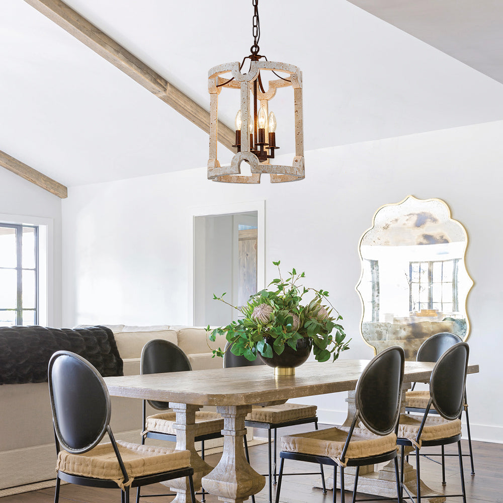 Noreli Farmhouse Wood Cylinder Pendant Light
