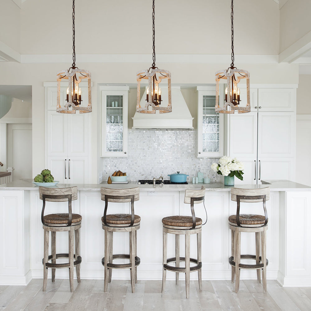 Noreli Farmhouse Wood Cylinder Pendant Light