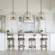 Noreli Farmhouse Wood Cylinder Pendant Light