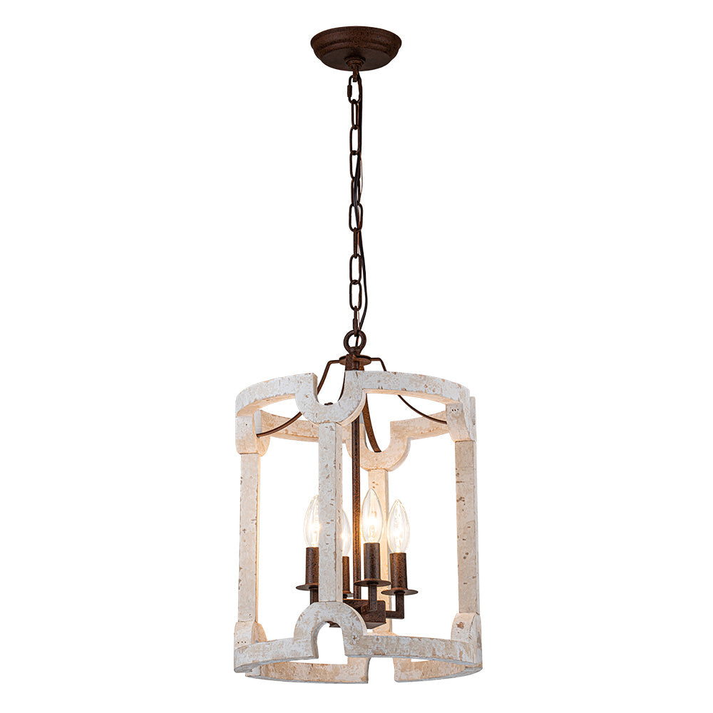 Noreli Farmhouse Wood Cylinder Pendant Light