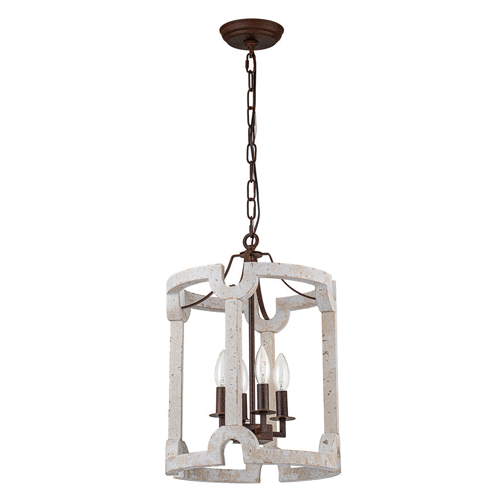 Noreli Farmhouse Wood Cylinder Pendant Light