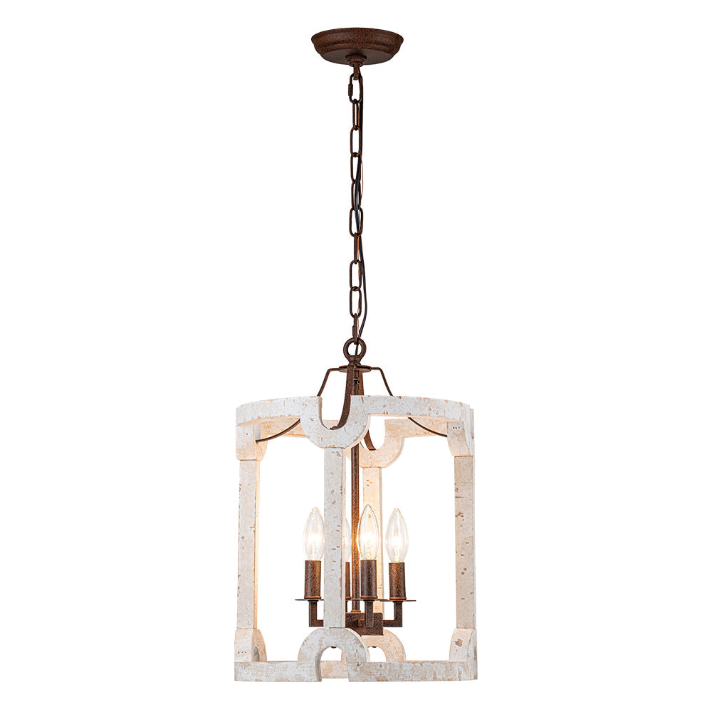 Noreli Farmhouse Wood Cylinder Pendant Light
