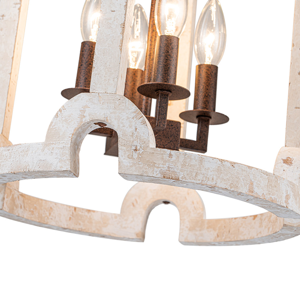 Noreli Farmhouse Wood Cylinder Pendant Light