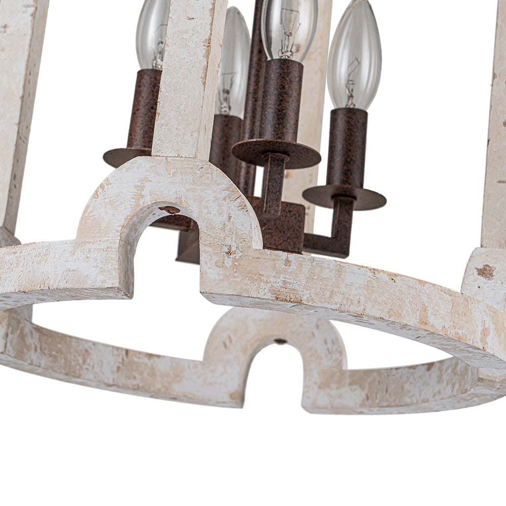 Noreli Farmhouse Wood Cylinder Pendant Light