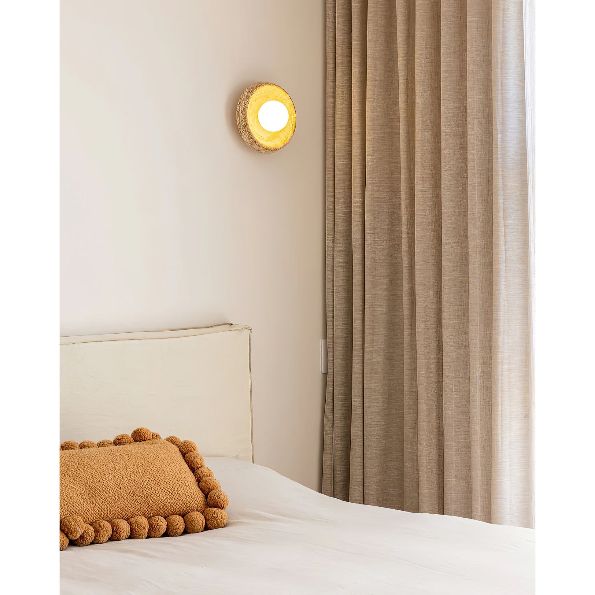 Umirus Modern Minimalist Beige Glass Travertine Wall Lamp - Lamp Copper