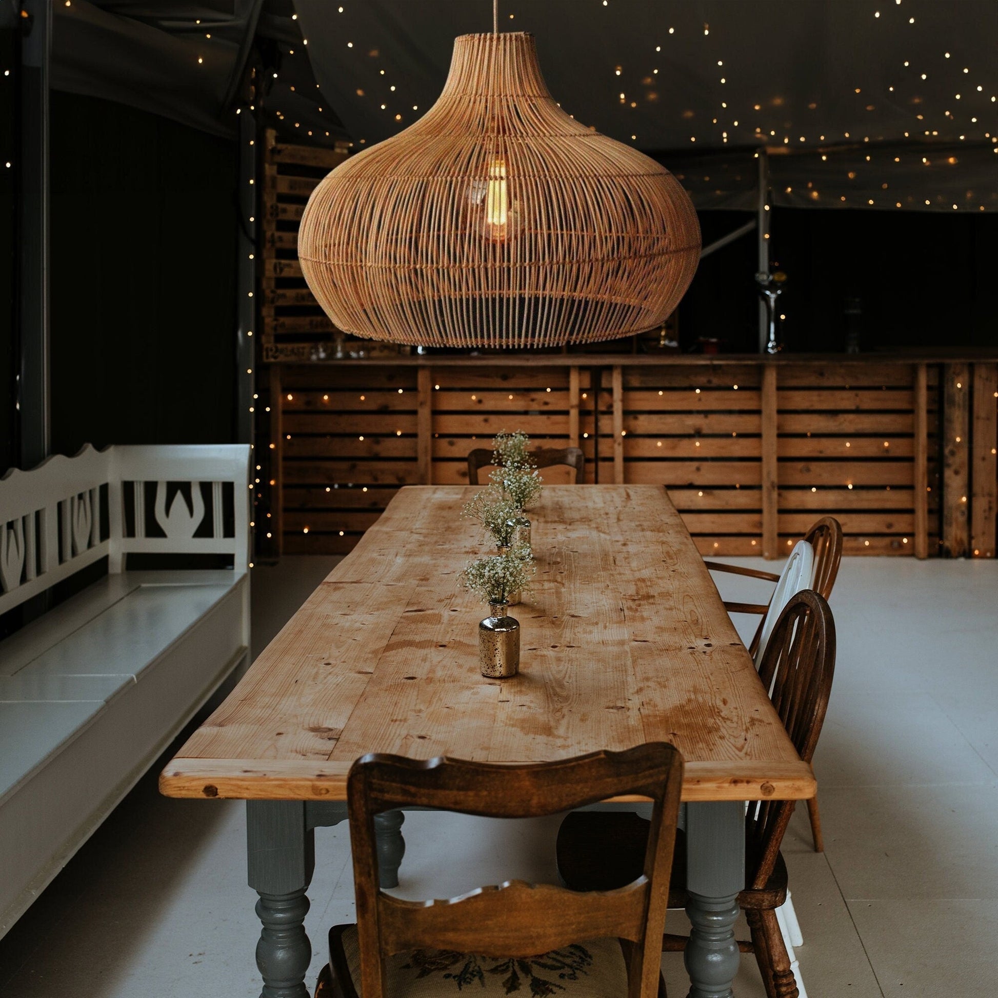 Elsilira Elegance Natural Rattan Pendant Lamp - Lamp Copper