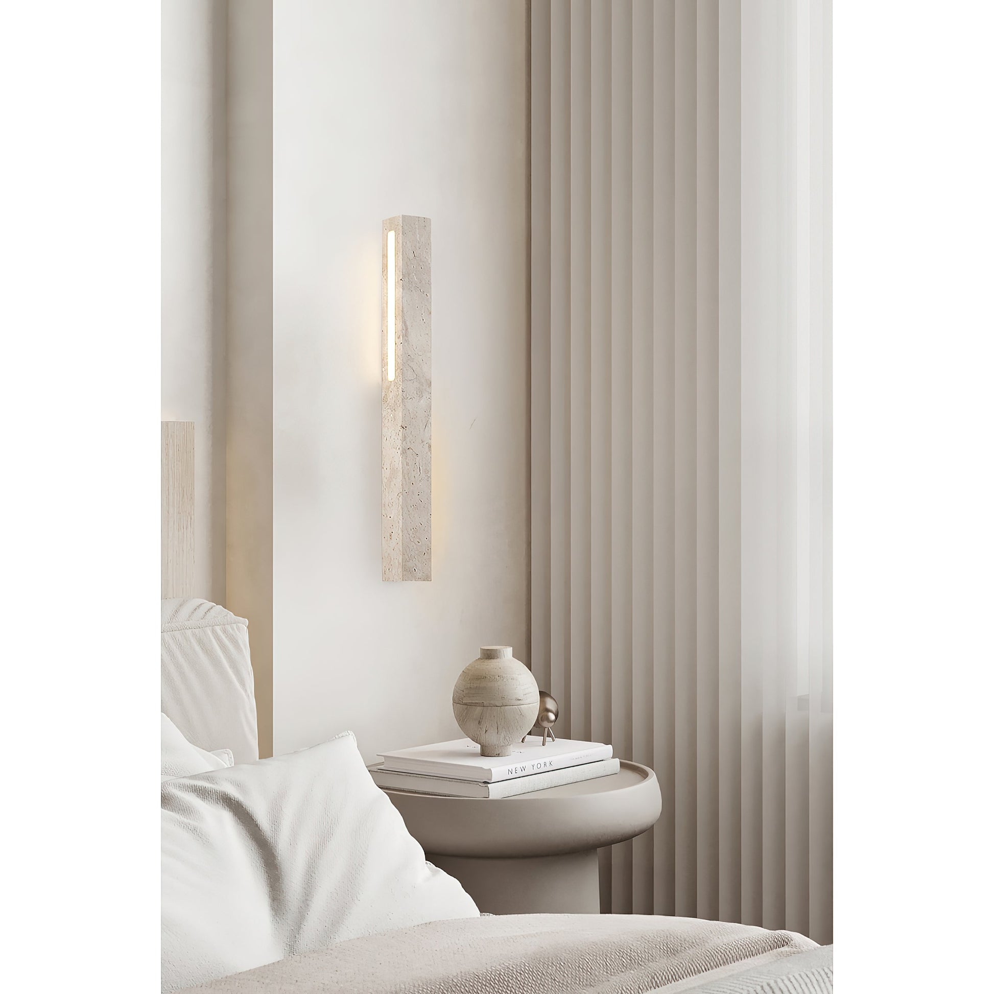 Eurdora Modern Minimalist Travertine Wall Lamp - Lamp Copper