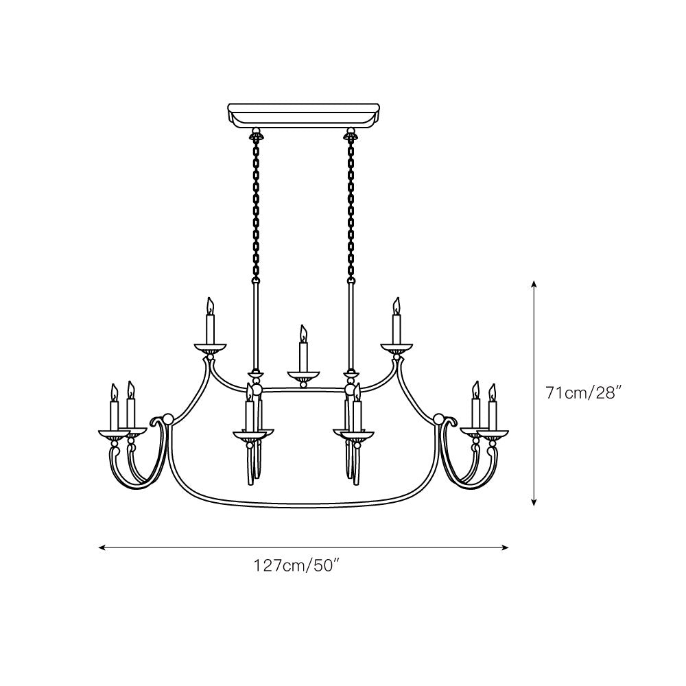 Ercare Vintage Industrial Linear Brass Fabric Chandelier - Lamp Copper