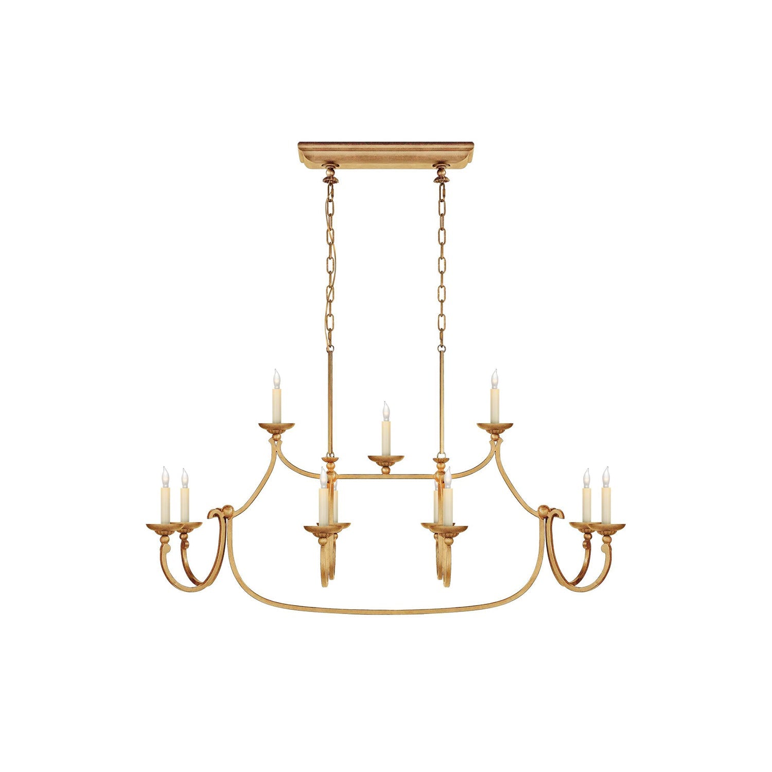 Ercare Vintage Industrial Linear Brass Fabric Chandelier - Lamp Copper