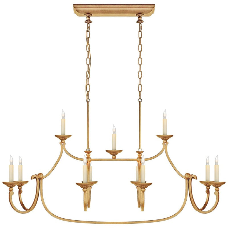 Ercare Vintage Industrial Linear Brass Fabric Chandelier - Lamp Copper
