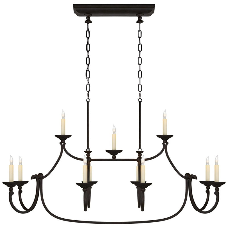 Ercare Vintage Industrial Linear Brass Fabric Chandelier - Lamp Copper